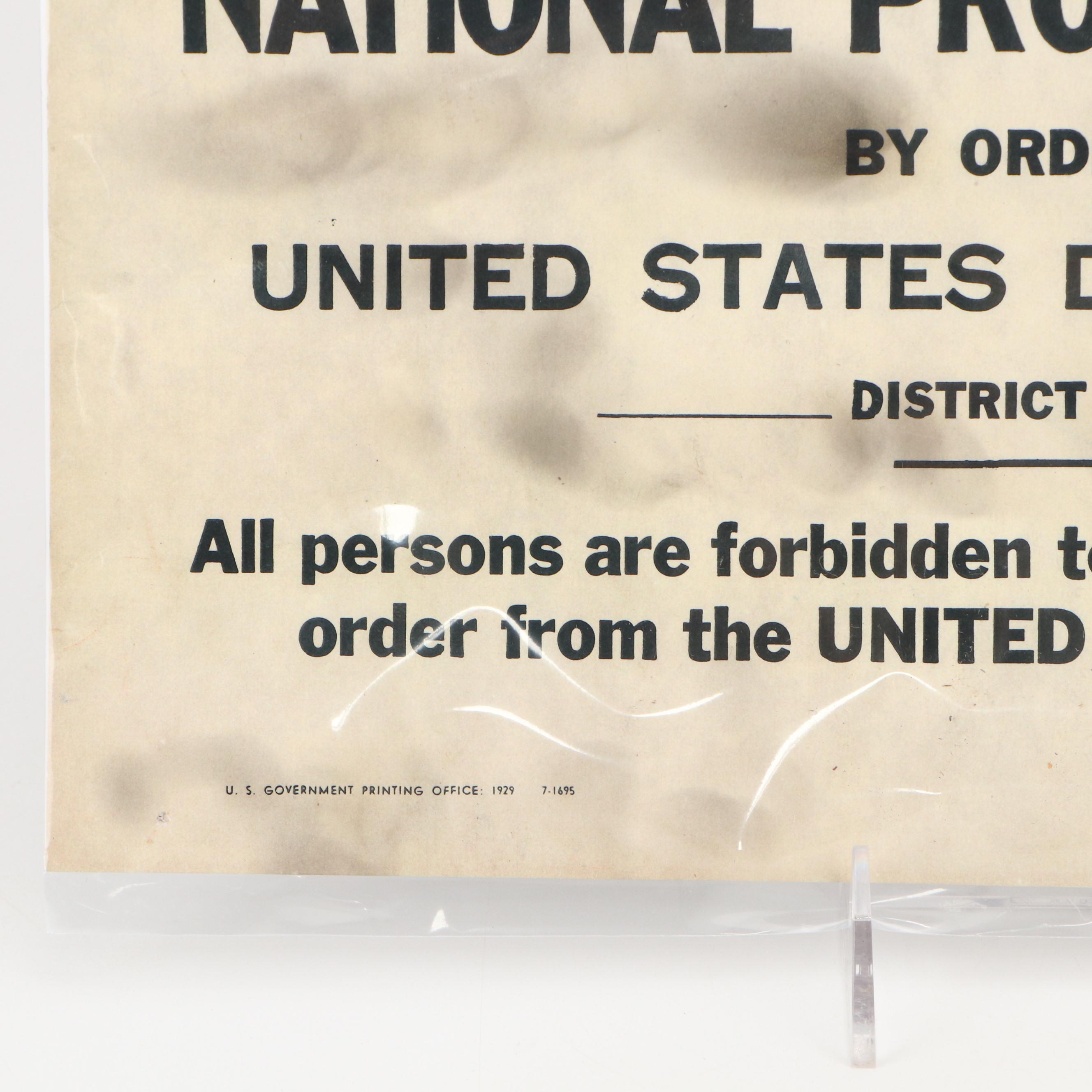 "Closed for Violation of National Prohibition Act" Paper Sign