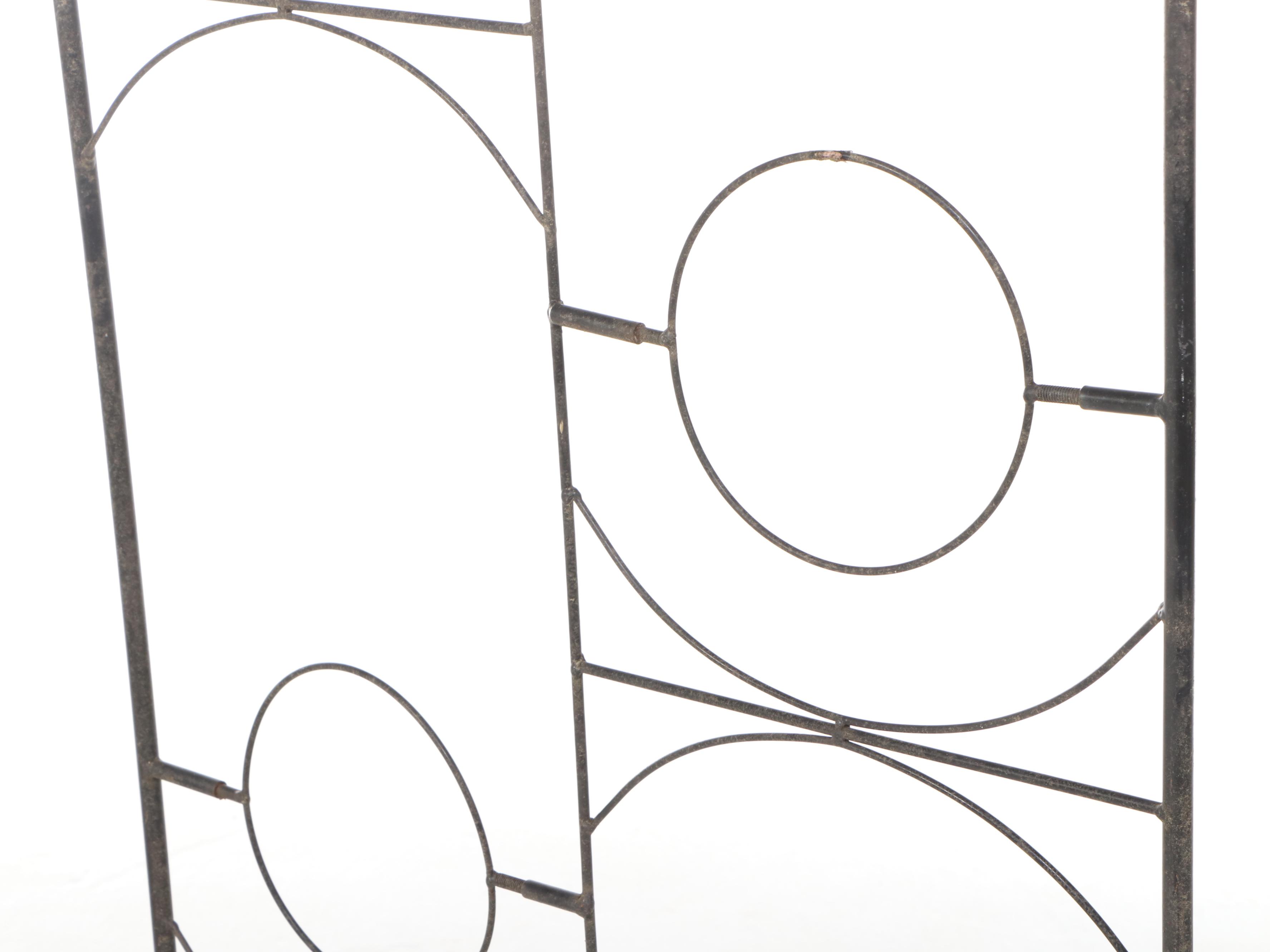 Wrought Iron Five-Tier Corner Étagère with Modernist Style Metal Trellis