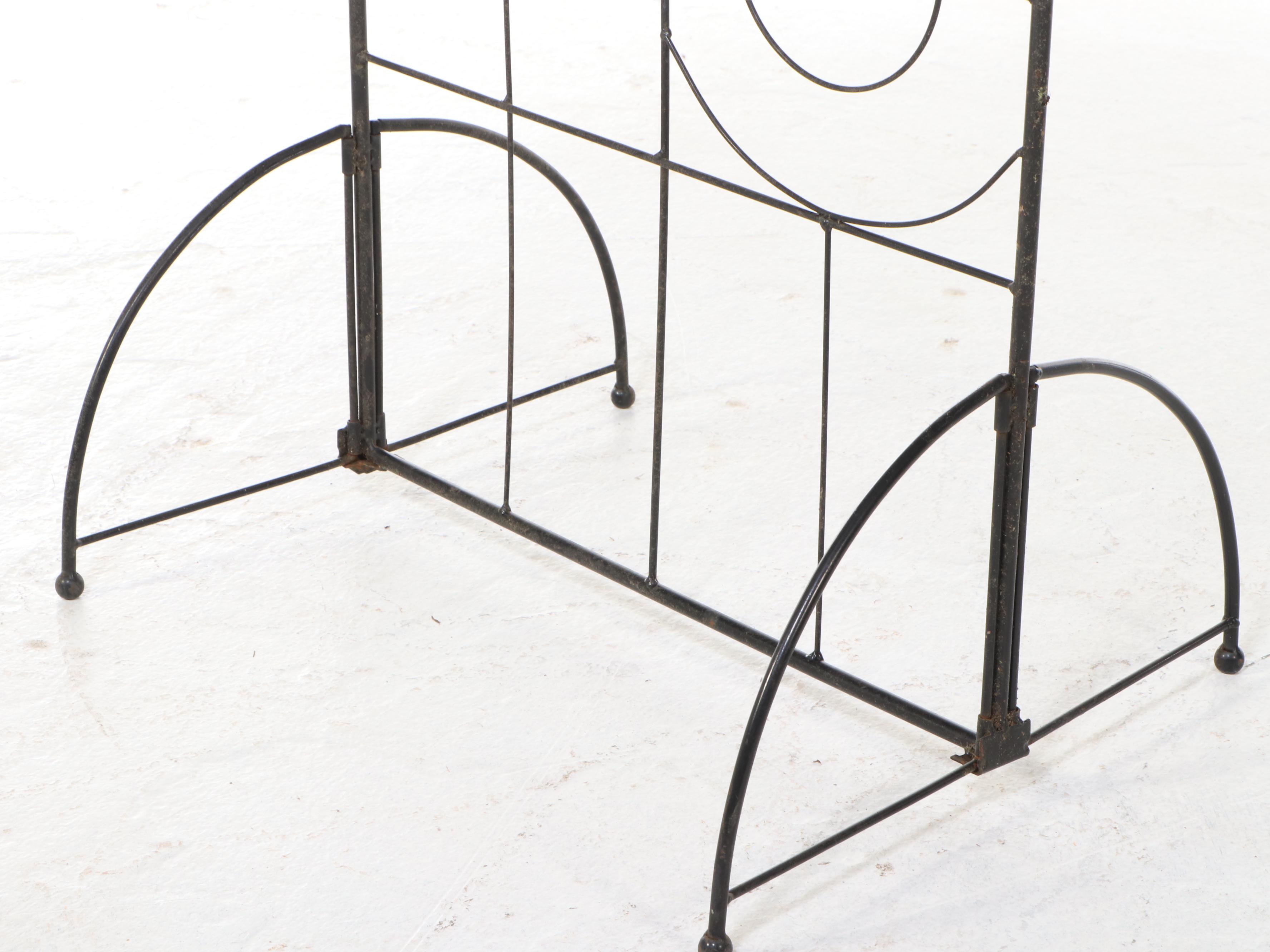 Wrought Iron Five-Tier Corner Étagère with Modernist Style Metal Trellis