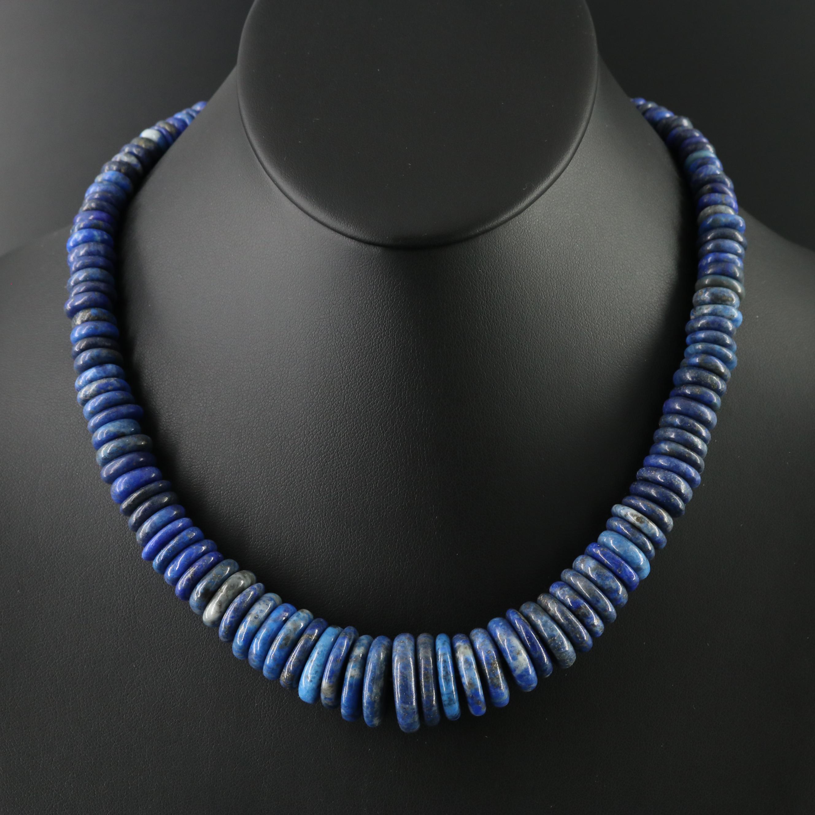 Relios Graduated Lapis Lazuli Necklace with Sterling Clasp