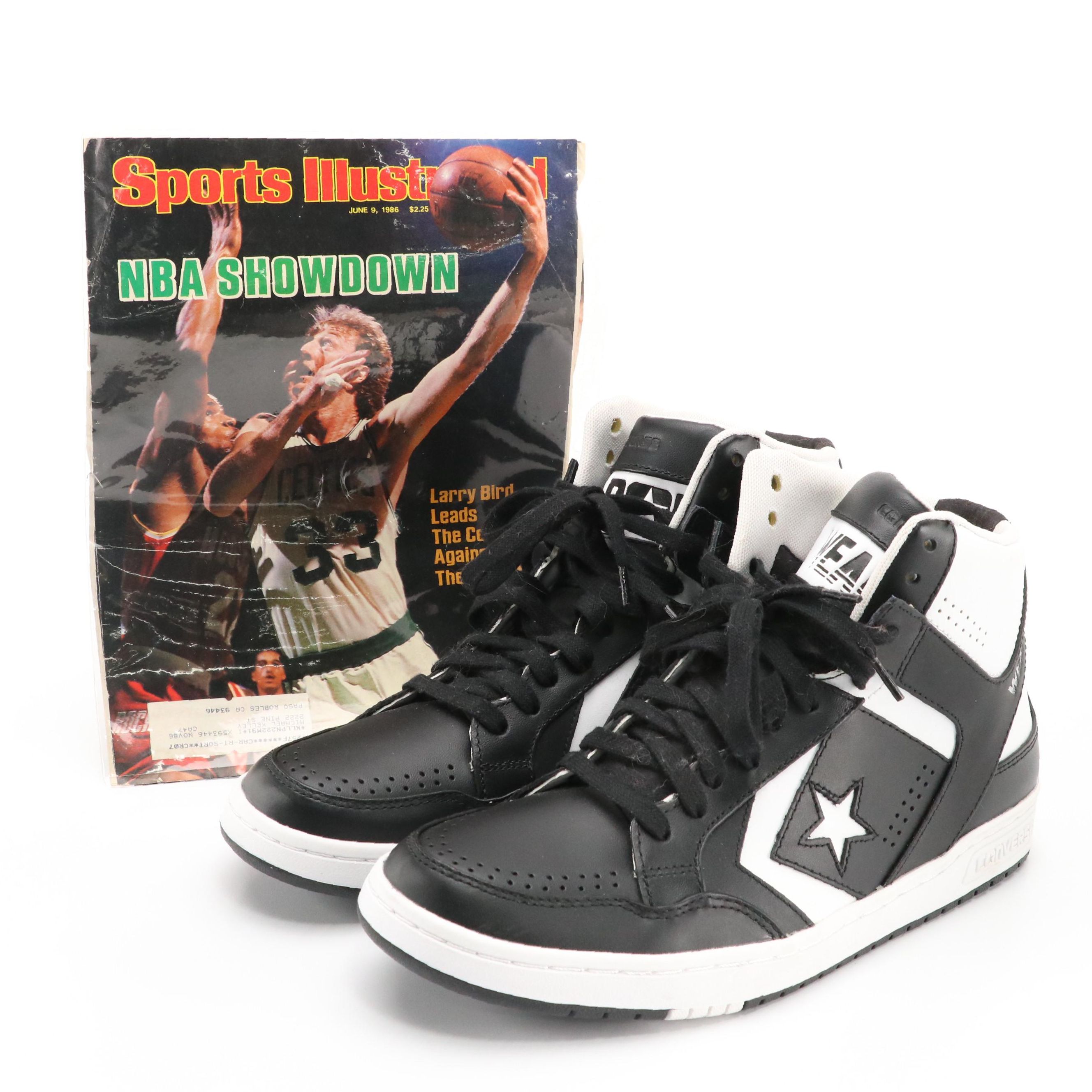 Boston Celtics Larry Bird Chalk Line Jacket with Converse Weapon Mid Sneakers