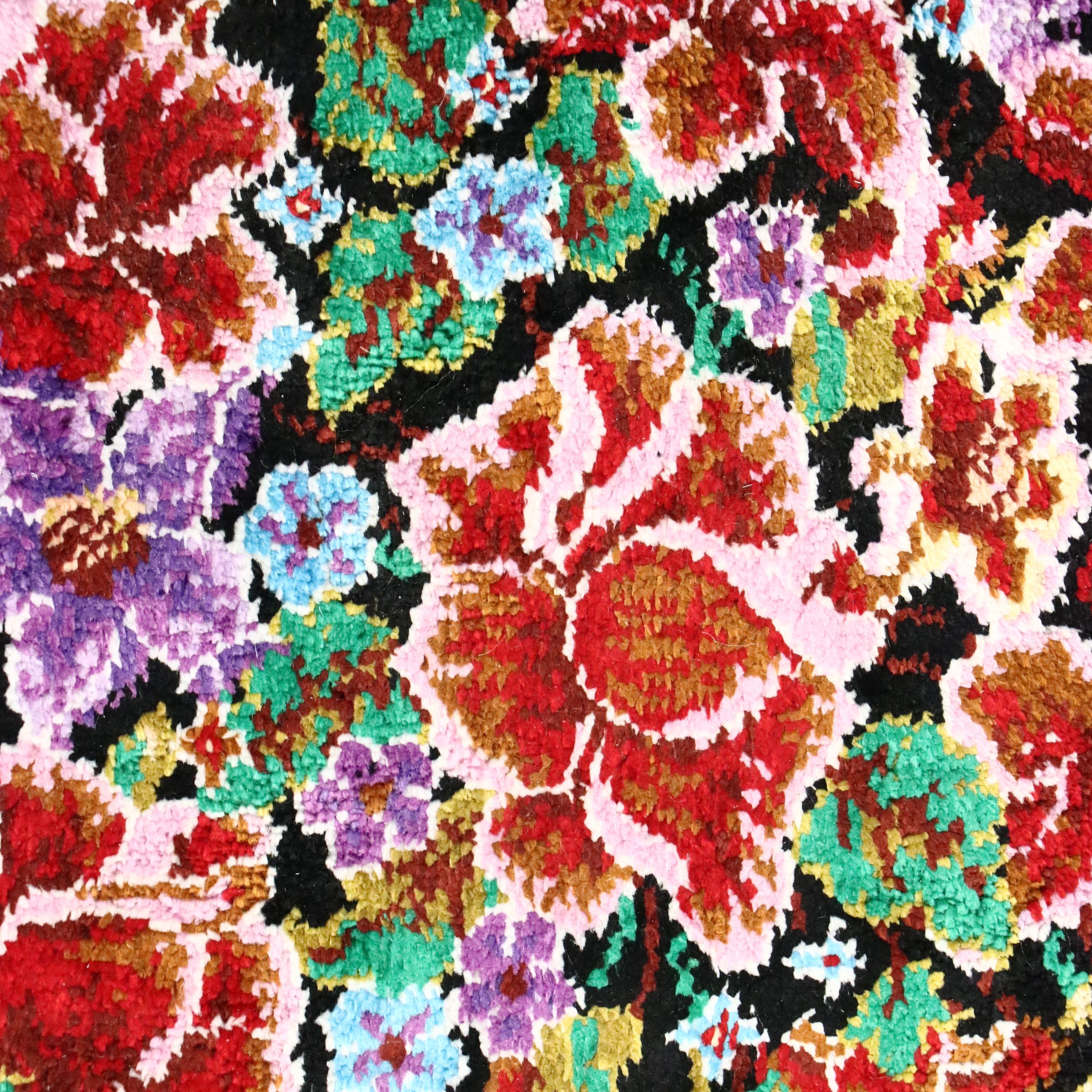 2'6 x 4'3 Hand-Knotted Signed Persian Qom Silk Accent Rug