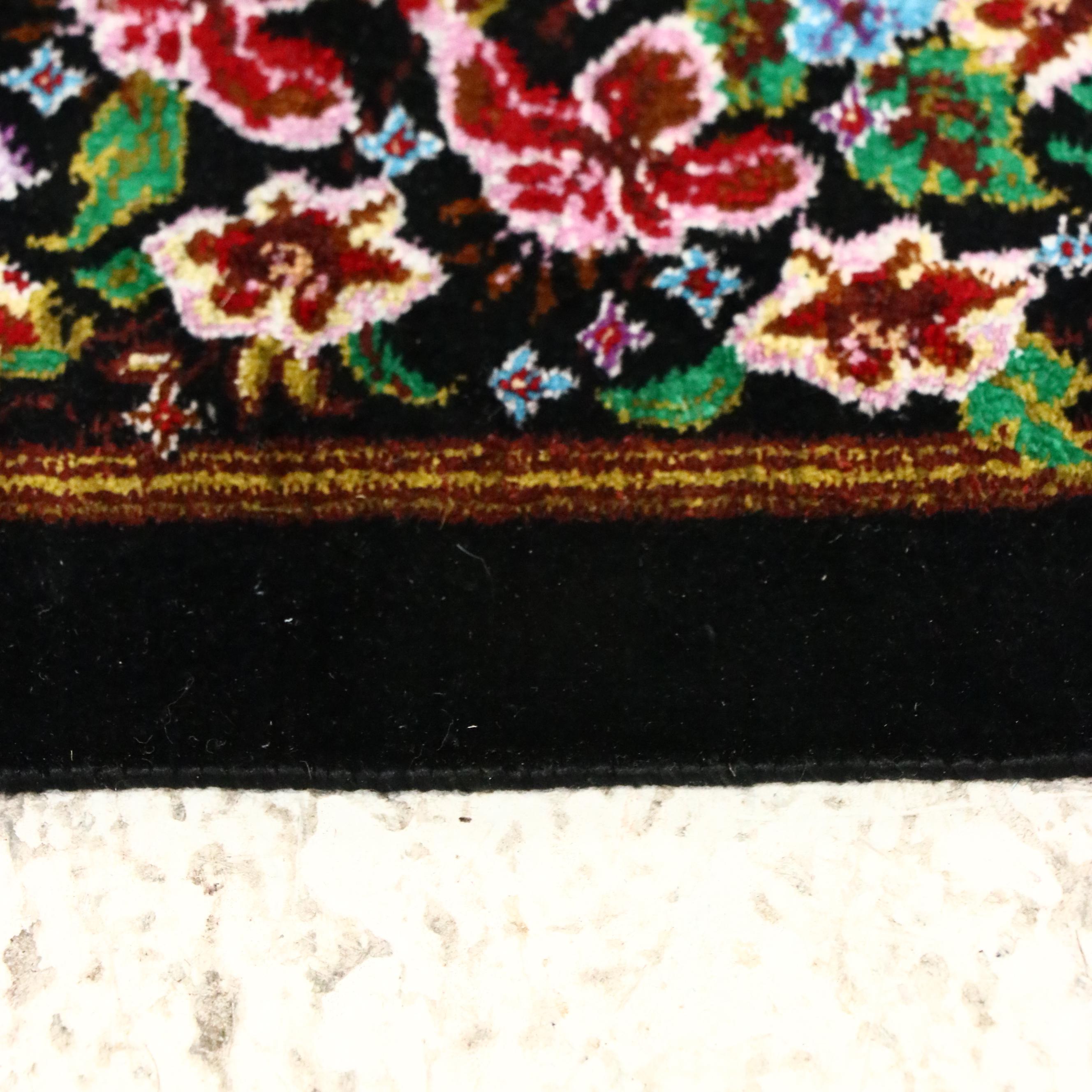 2'6 x 4'3 Hand-Knotted Signed Persian Qom Silk Accent Rug