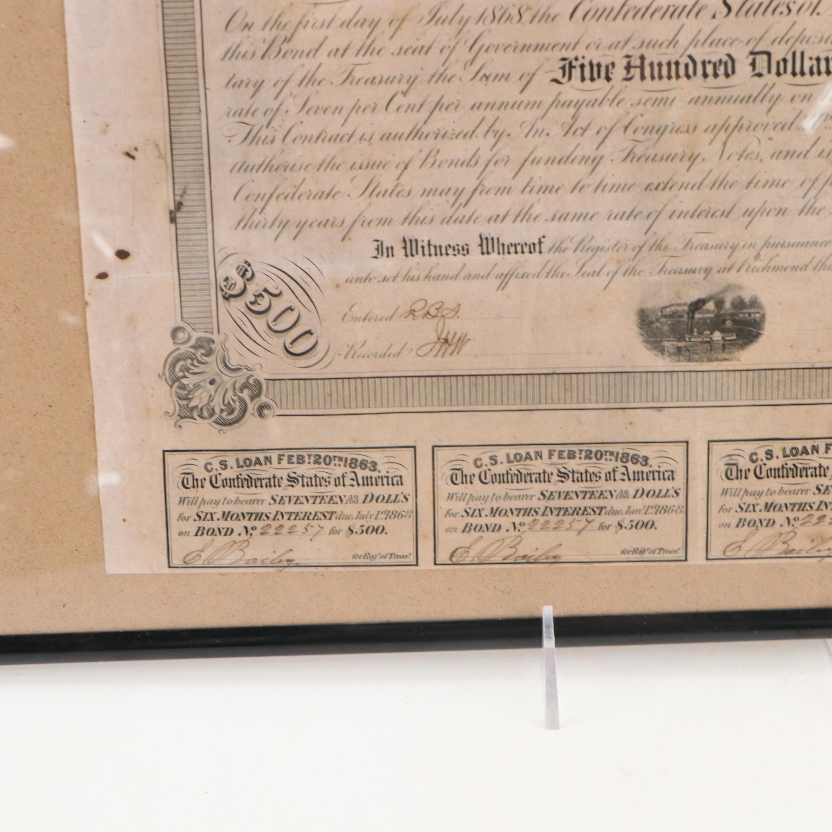 Confederate States of American War Bonds, 1865