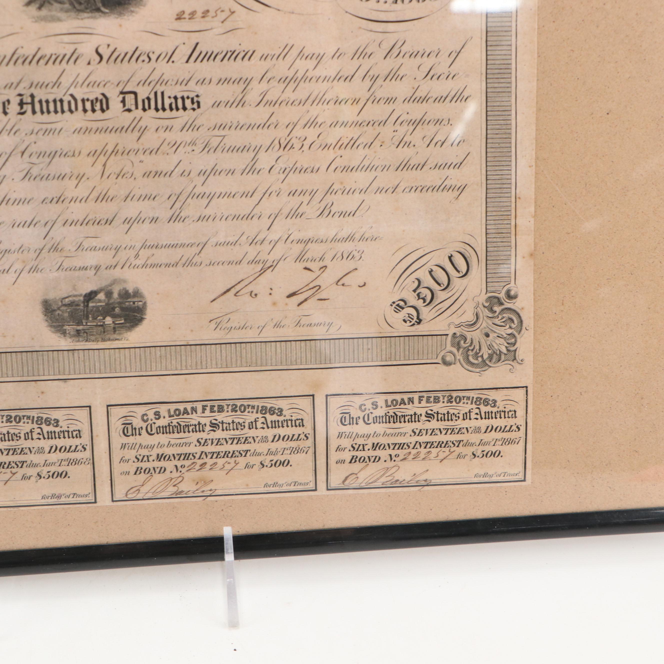Confederate States of American War Bonds, 1865