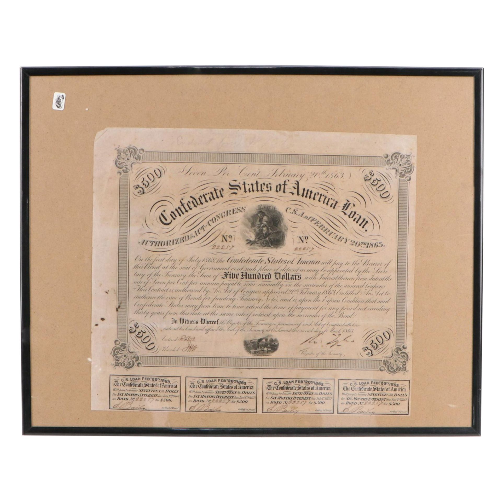 Confederate States of American War Bonds, 1865