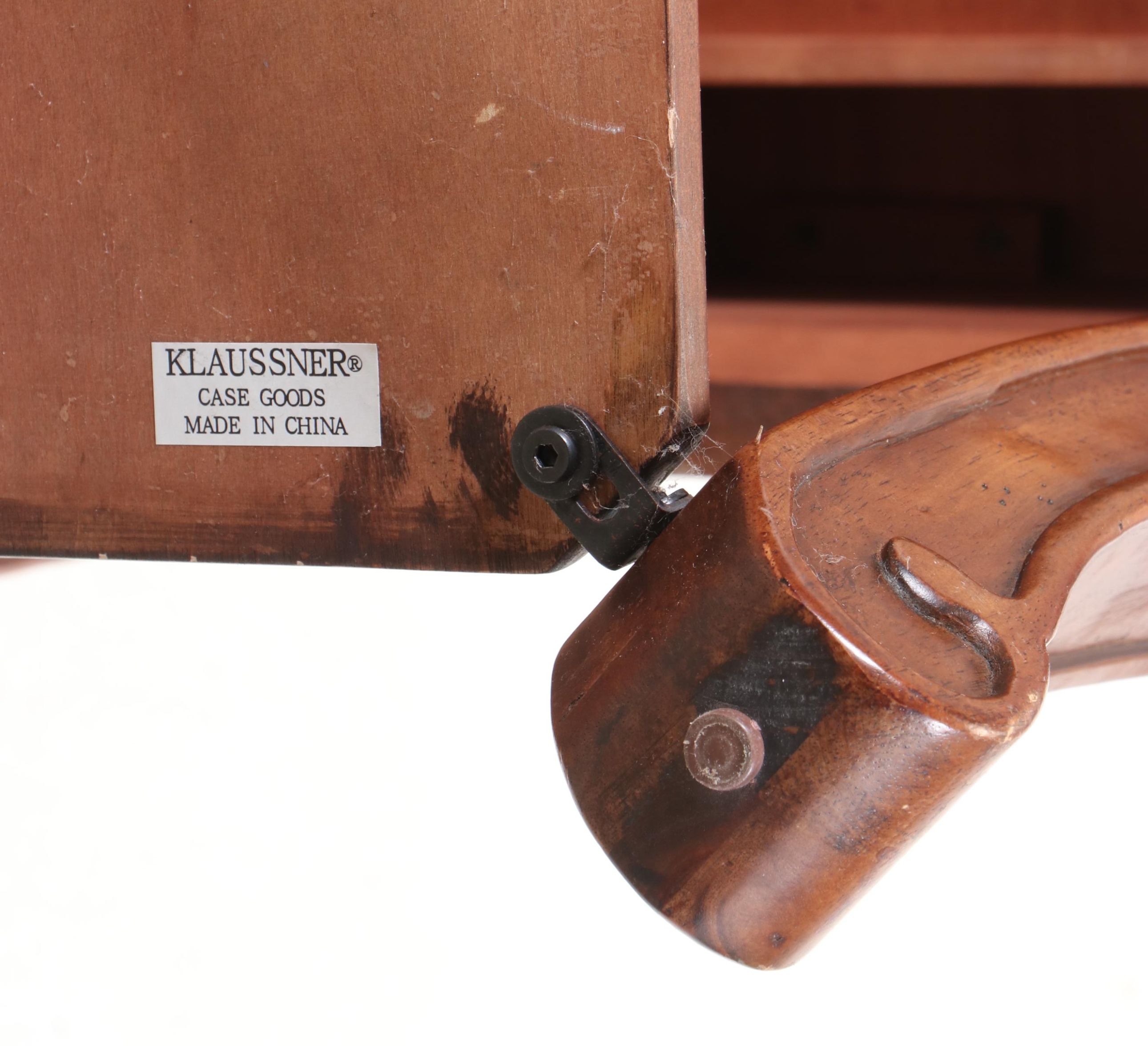 Klaussner Mahogany Bookmatch Inlaid Two-Drawer Console or Sofa Table