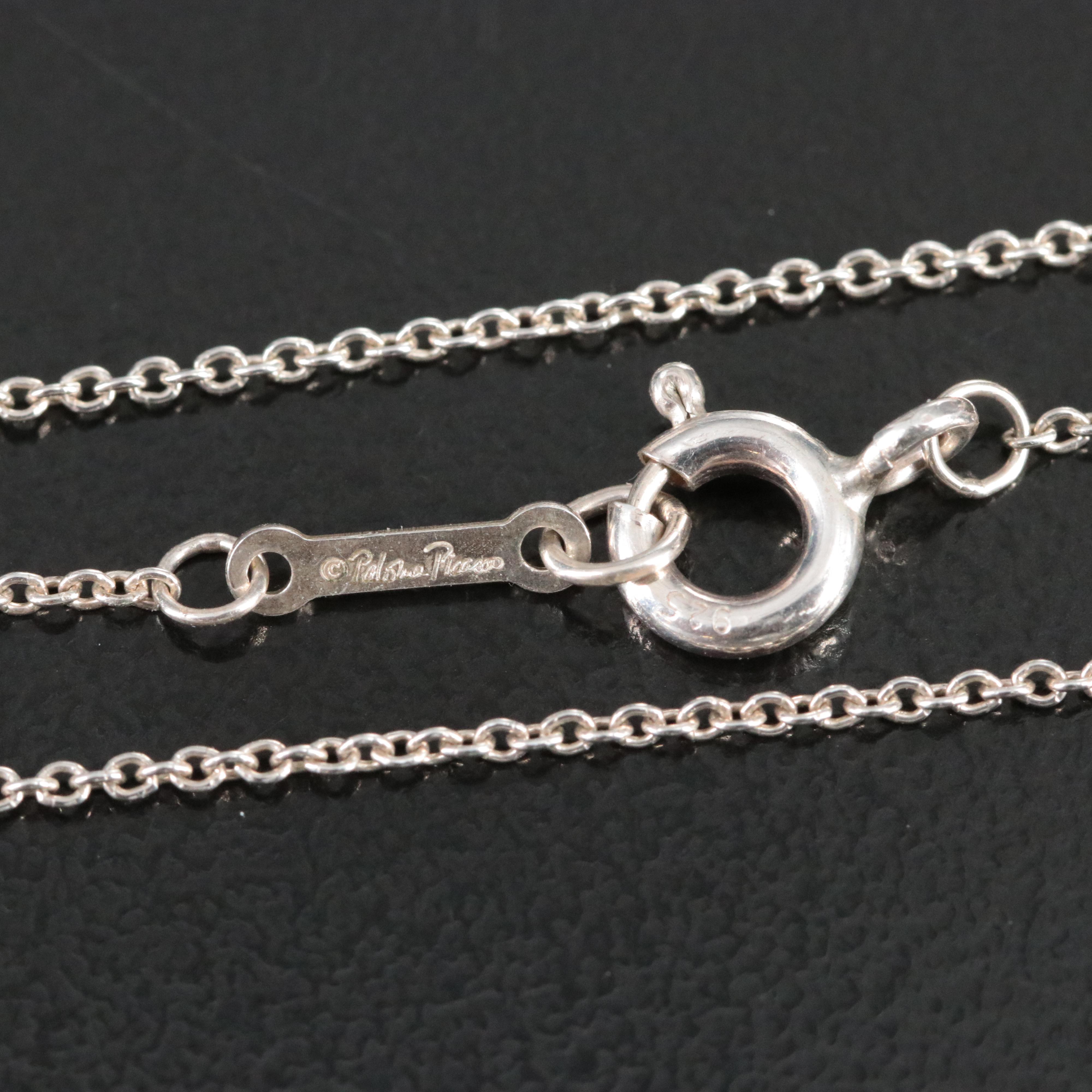 Tiffany & Co. Sterling Blue Box Charm with Paloma Picasso Chain