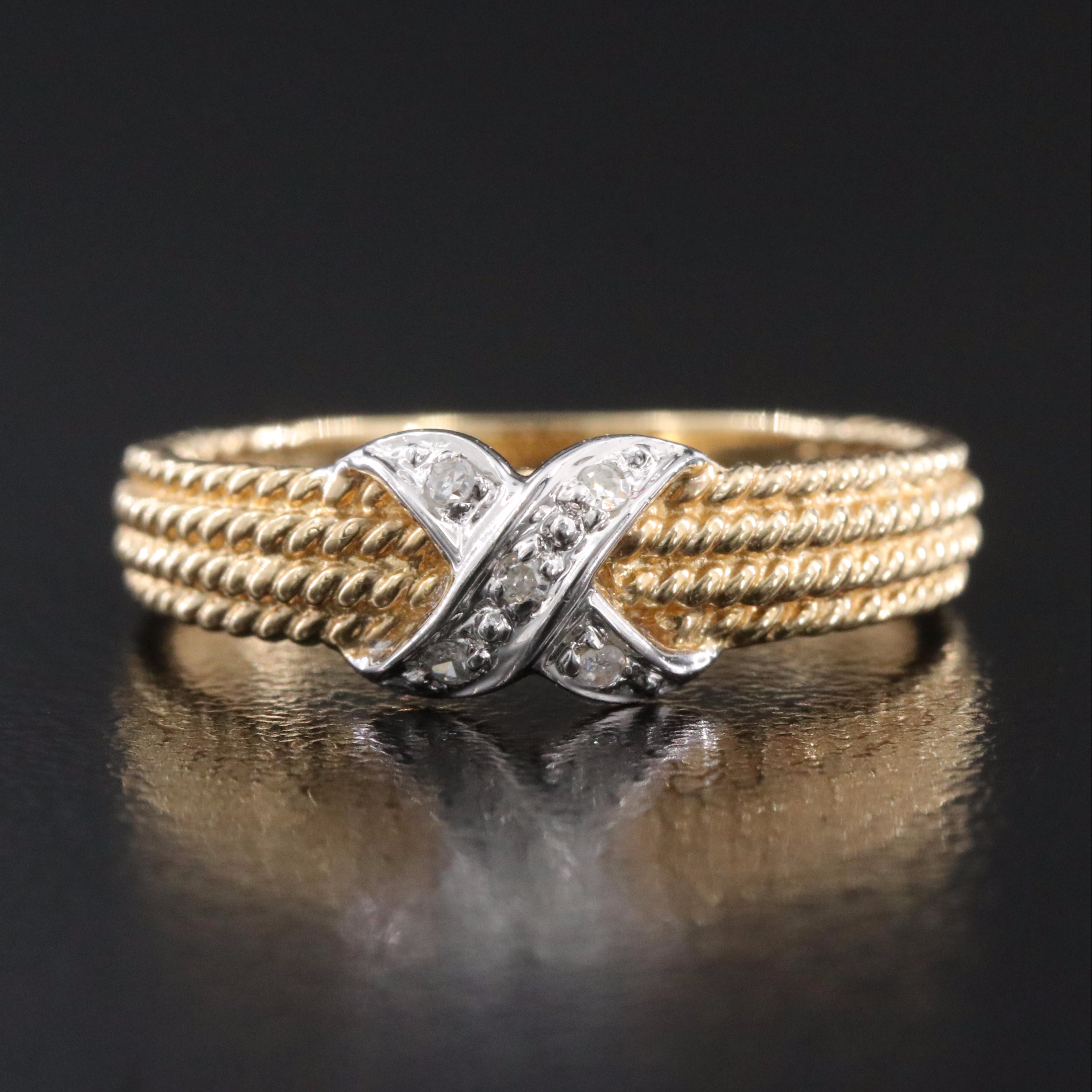 14K 0.03 CTW Diamond 'X' Ring