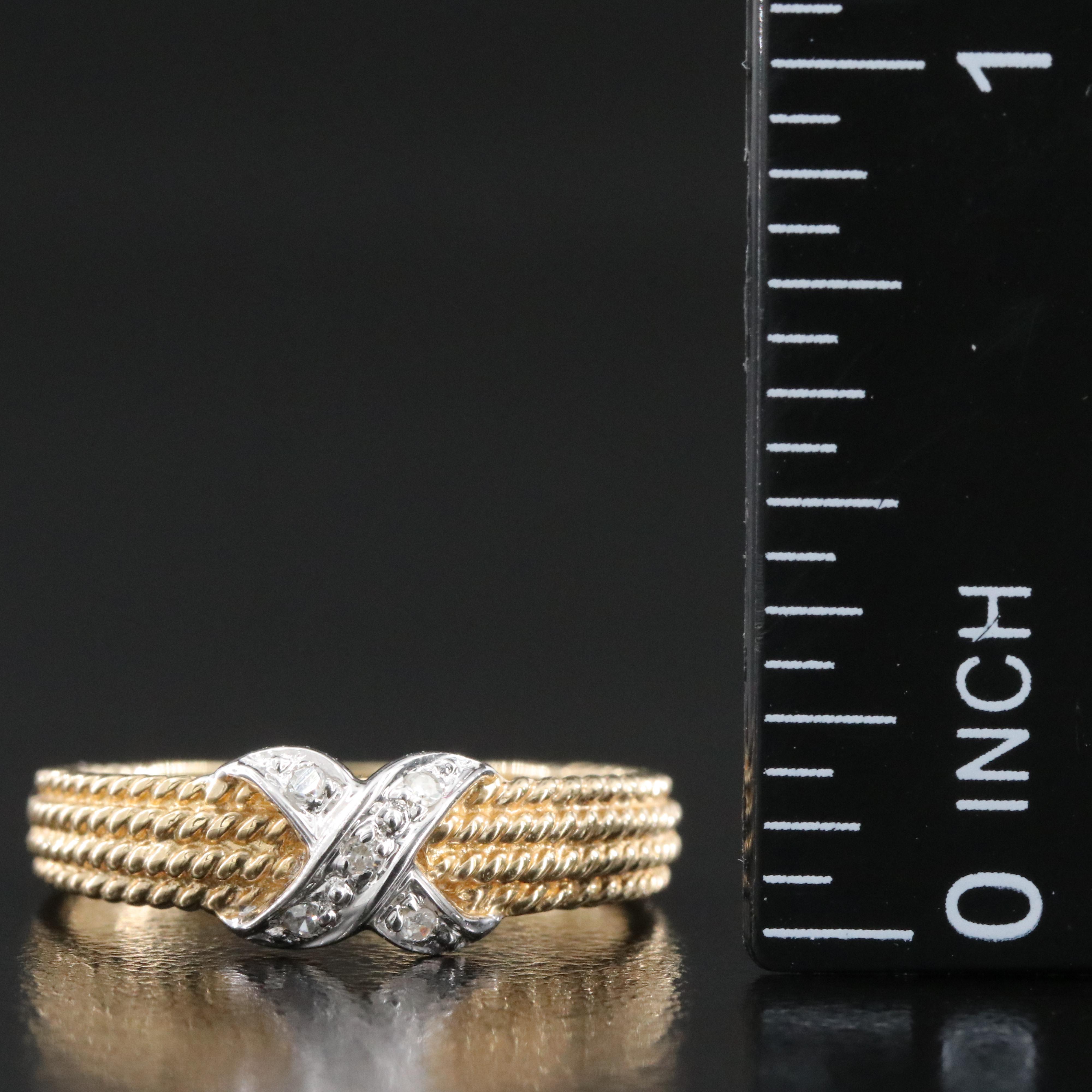 14K 0.03 CTW Diamond 'X' Ring
