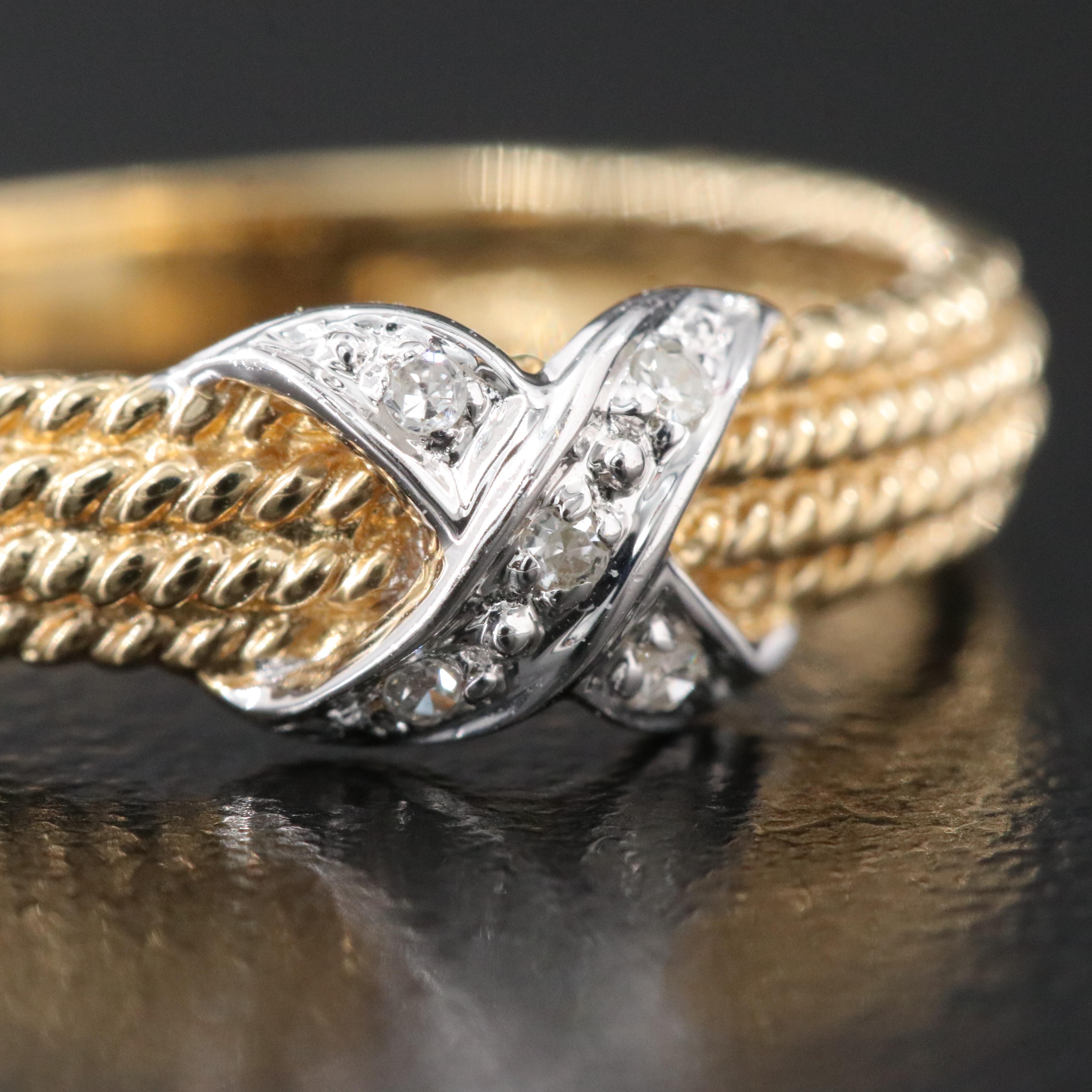 14K 0.03 CTW Diamond 'X' Ring