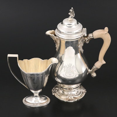 Gorham "Plymouth" Sterling Silver Creamer and Garrard & Co Coffee Pot Gorham "Plymouth" Sterling Silver Creamer and Garrard & Co Coffee Pot