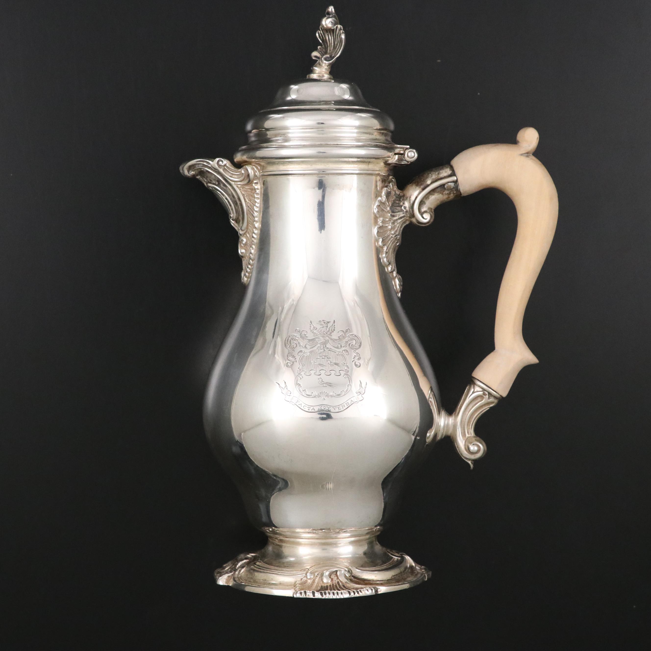 Gorham "Plymouth" Sterling Silver Creamer and Garrard & Co Coffee Pot