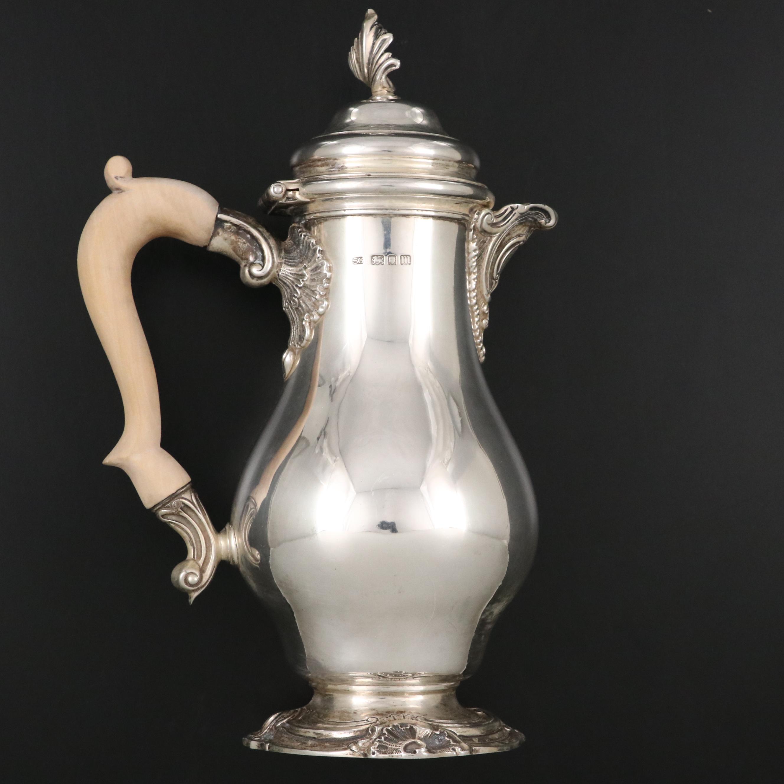 Gorham "Plymouth" Sterling Silver Creamer and Garrard & Co Coffee Pot