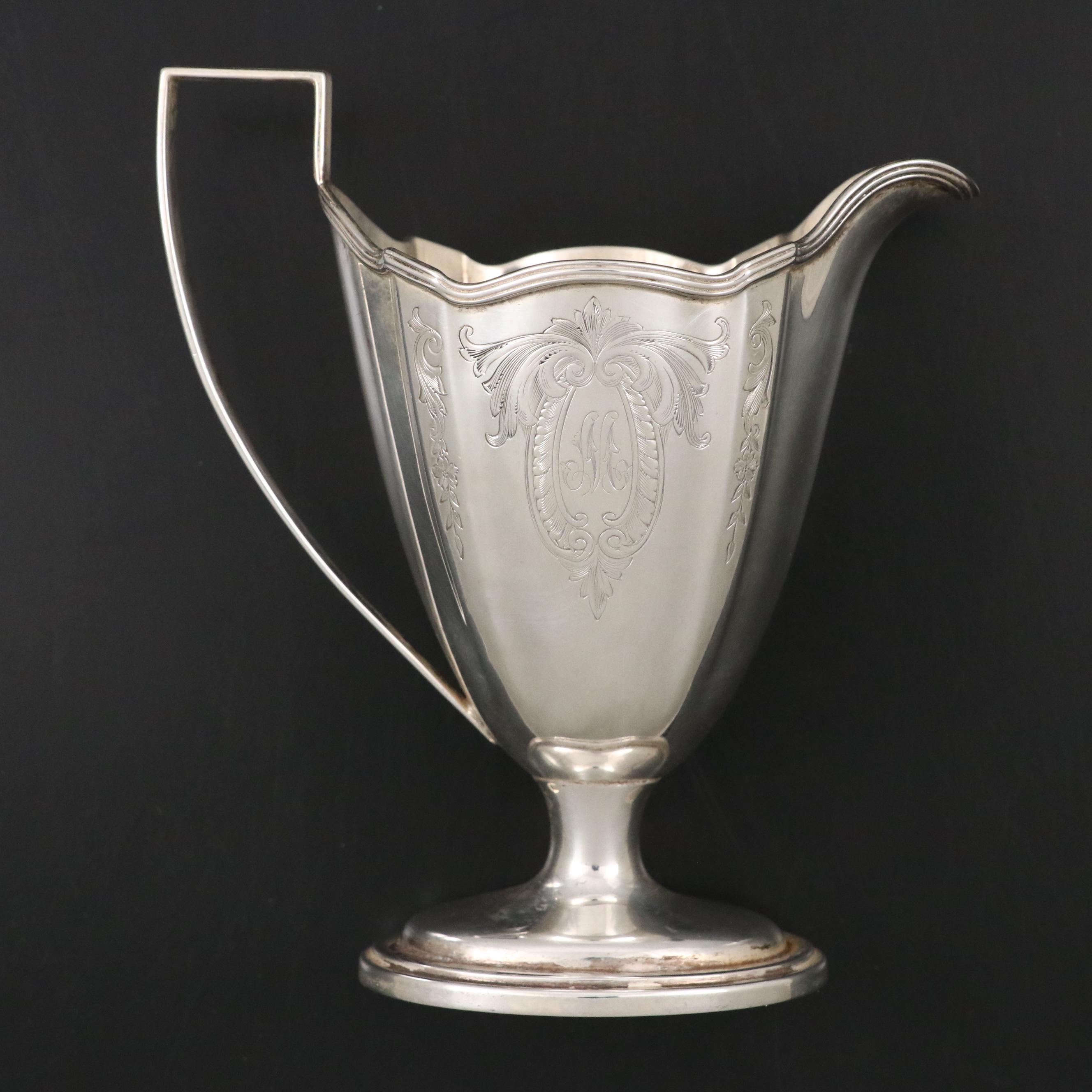 Gorham "Plymouth" Sterling Silver Creamer and Garrard & Co Coffee Pot