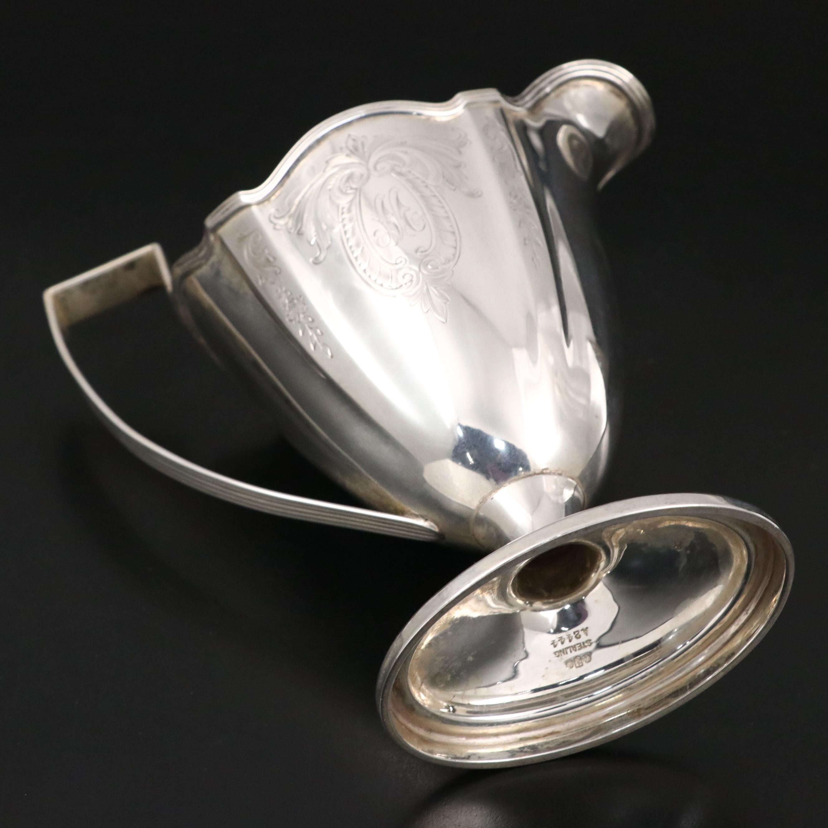 Gorham "Plymouth" Sterling Silver Creamer and Garrard & Co Coffee Pot