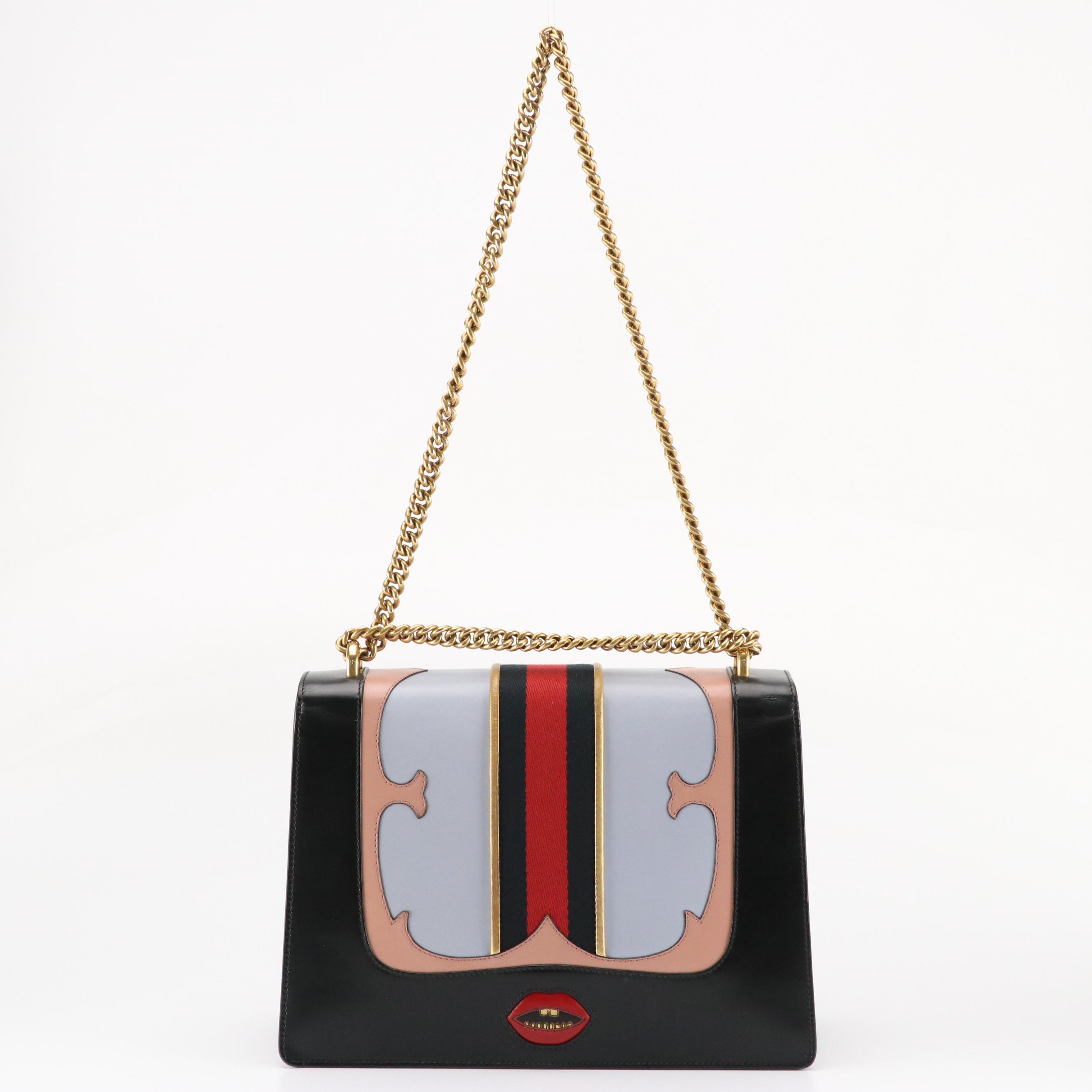 Gucci Web Heart GG Marmont Chain Leather Front-Flap Shoulder Bag