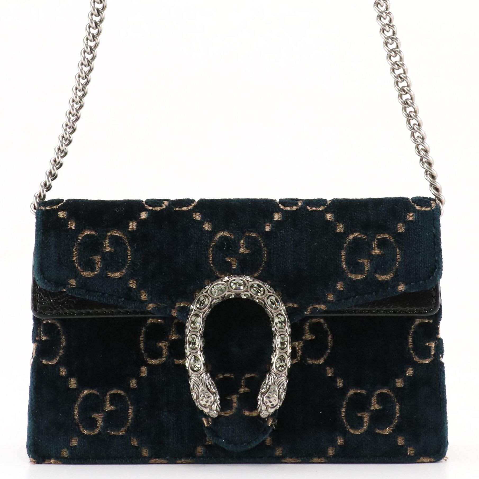 Gucci GG Monogram Velvet Super Mini Dionysus Crossbody Bag