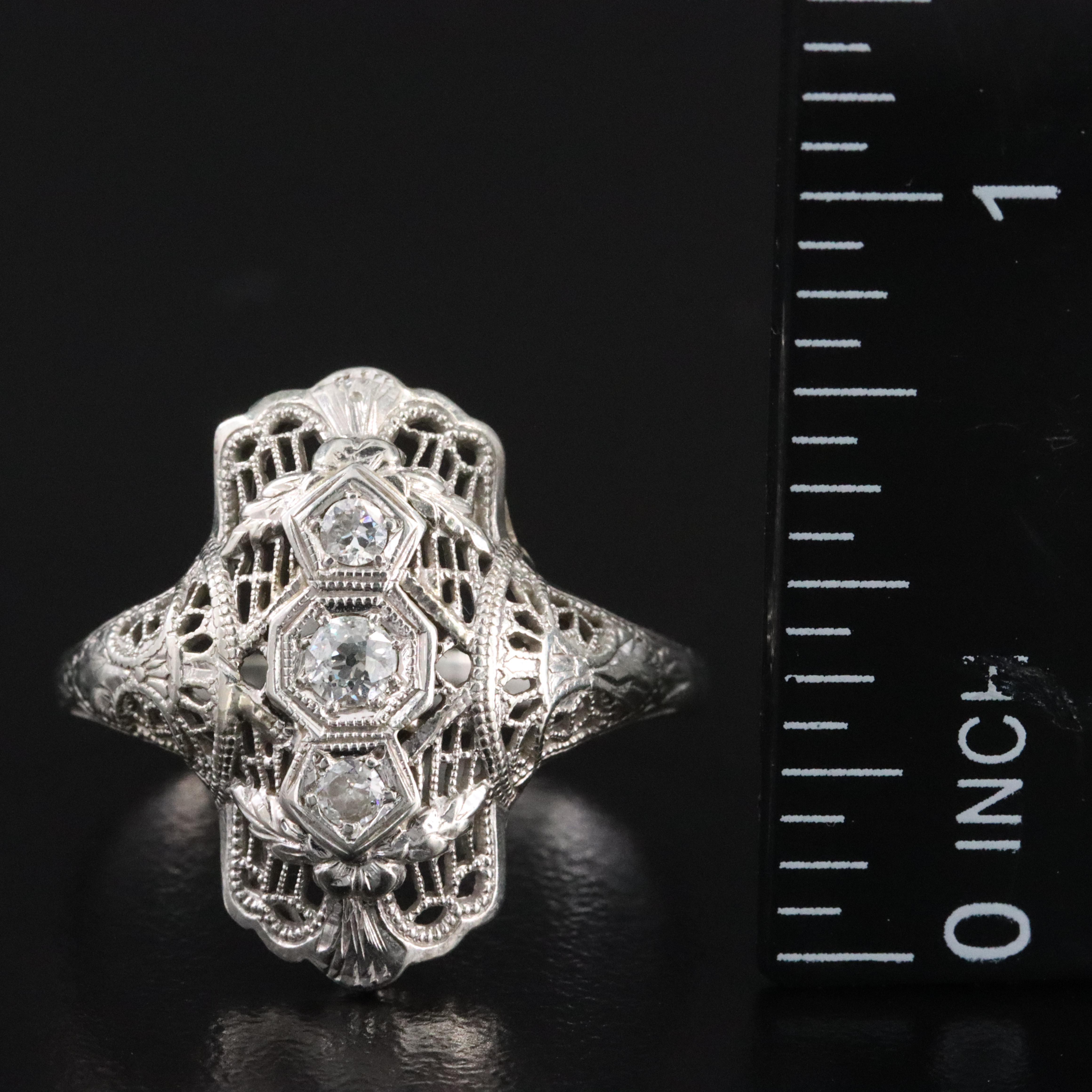Art Deco 18K 0.17 CTW Diamond Latticework Ring