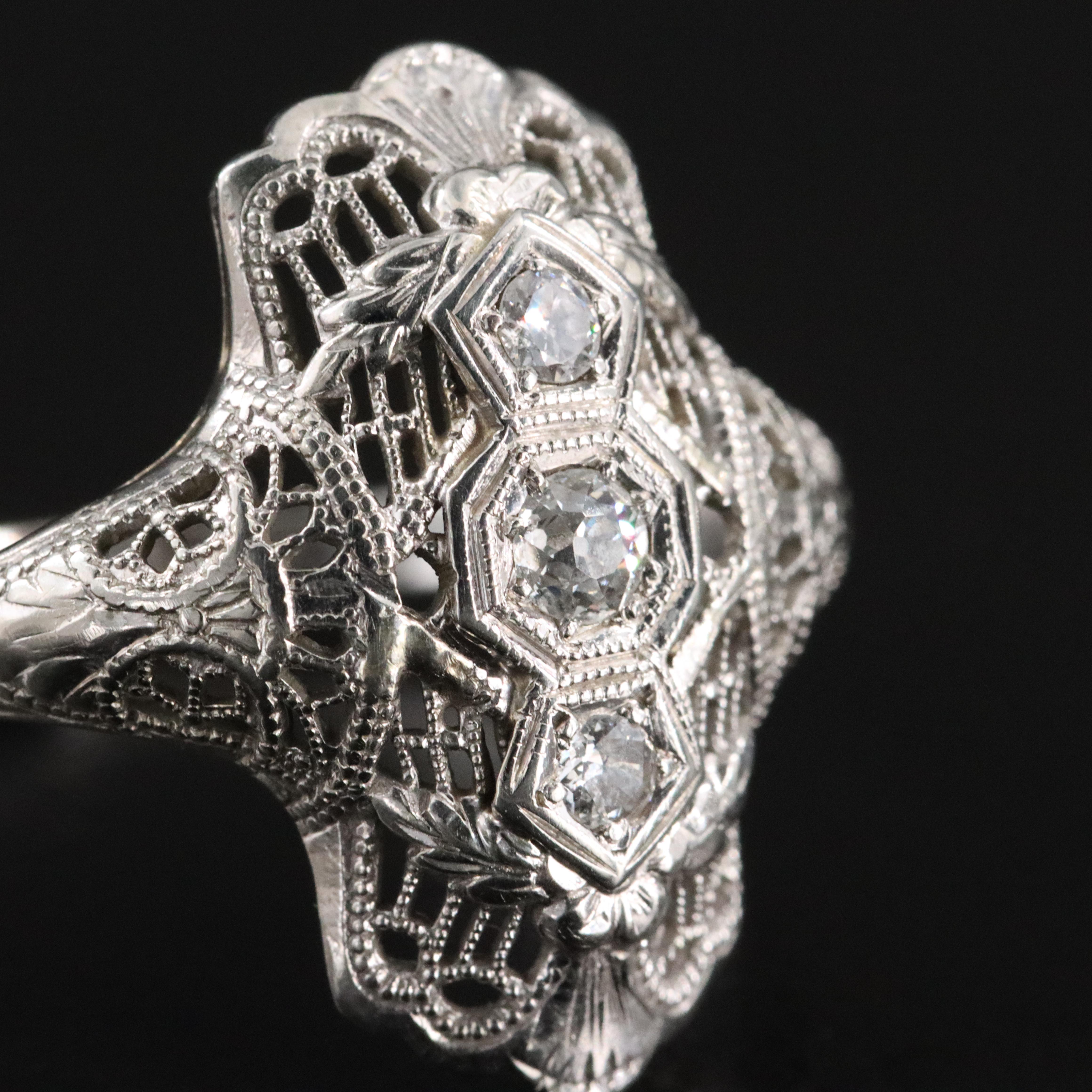 Art Deco 18K 0.17 CTW Diamond Latticework Ring