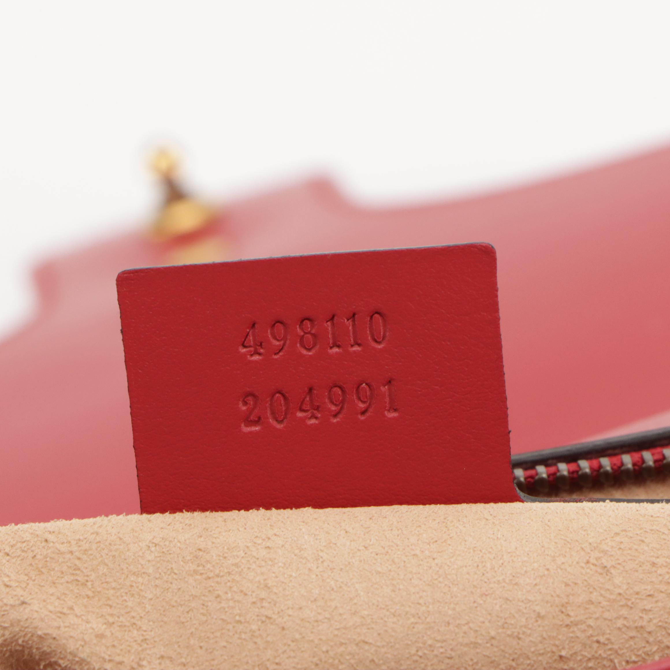 Gucci GG Marmont Top Handle Shoulder Bag in Red Matelassé Leather