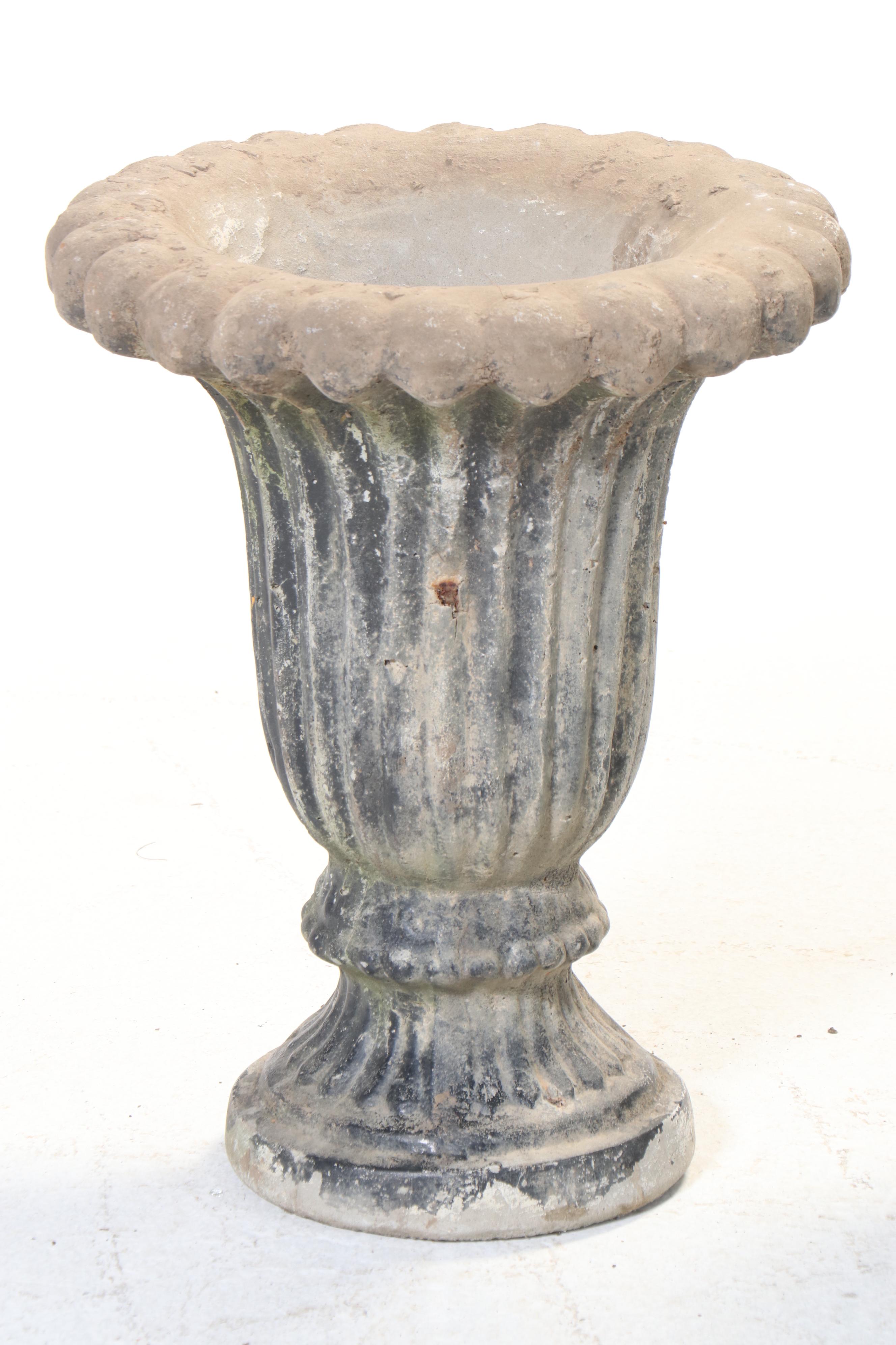 Floral Concrete Birdbath with Footed Planter