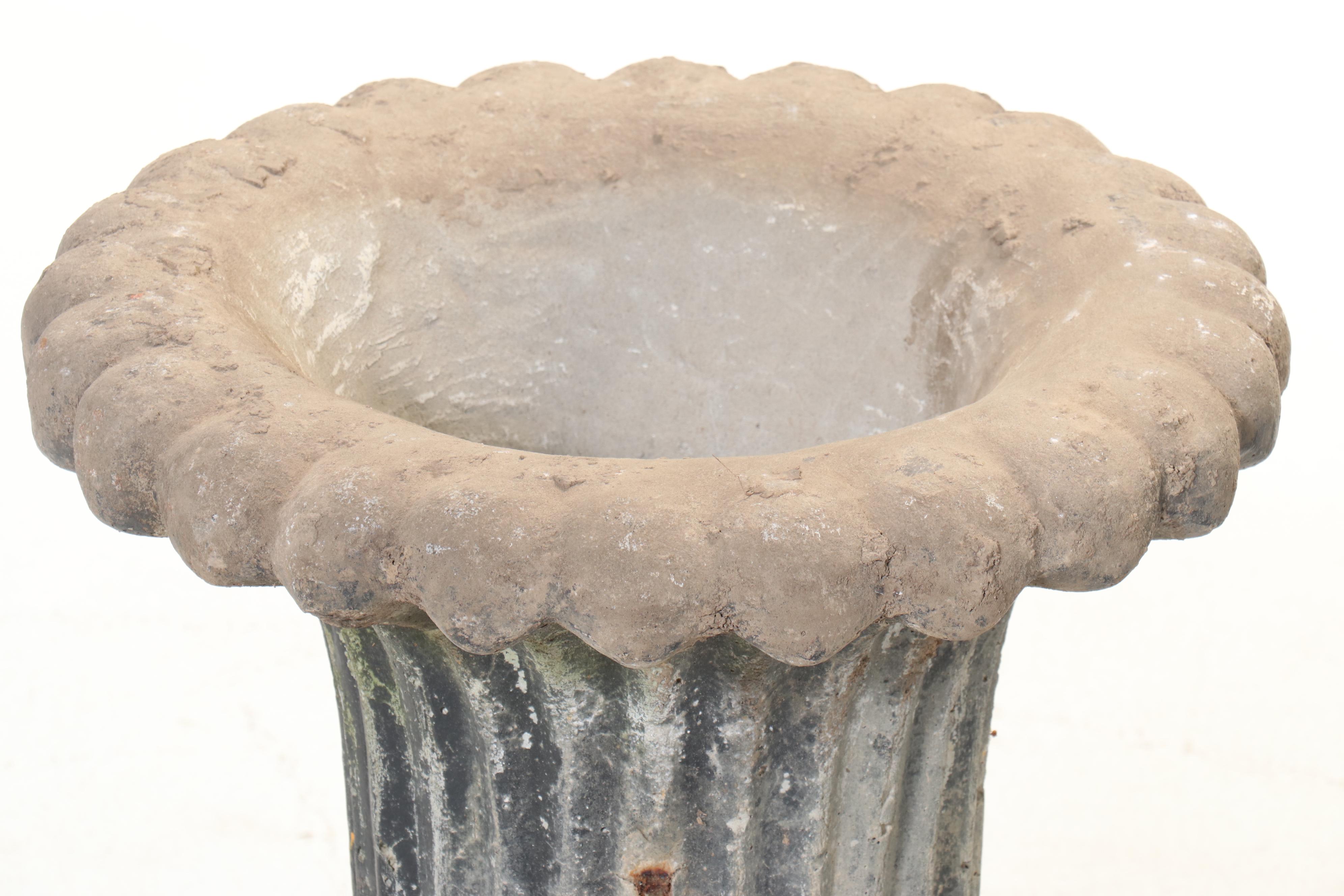 Floral Concrete Birdbath with Footed Planter