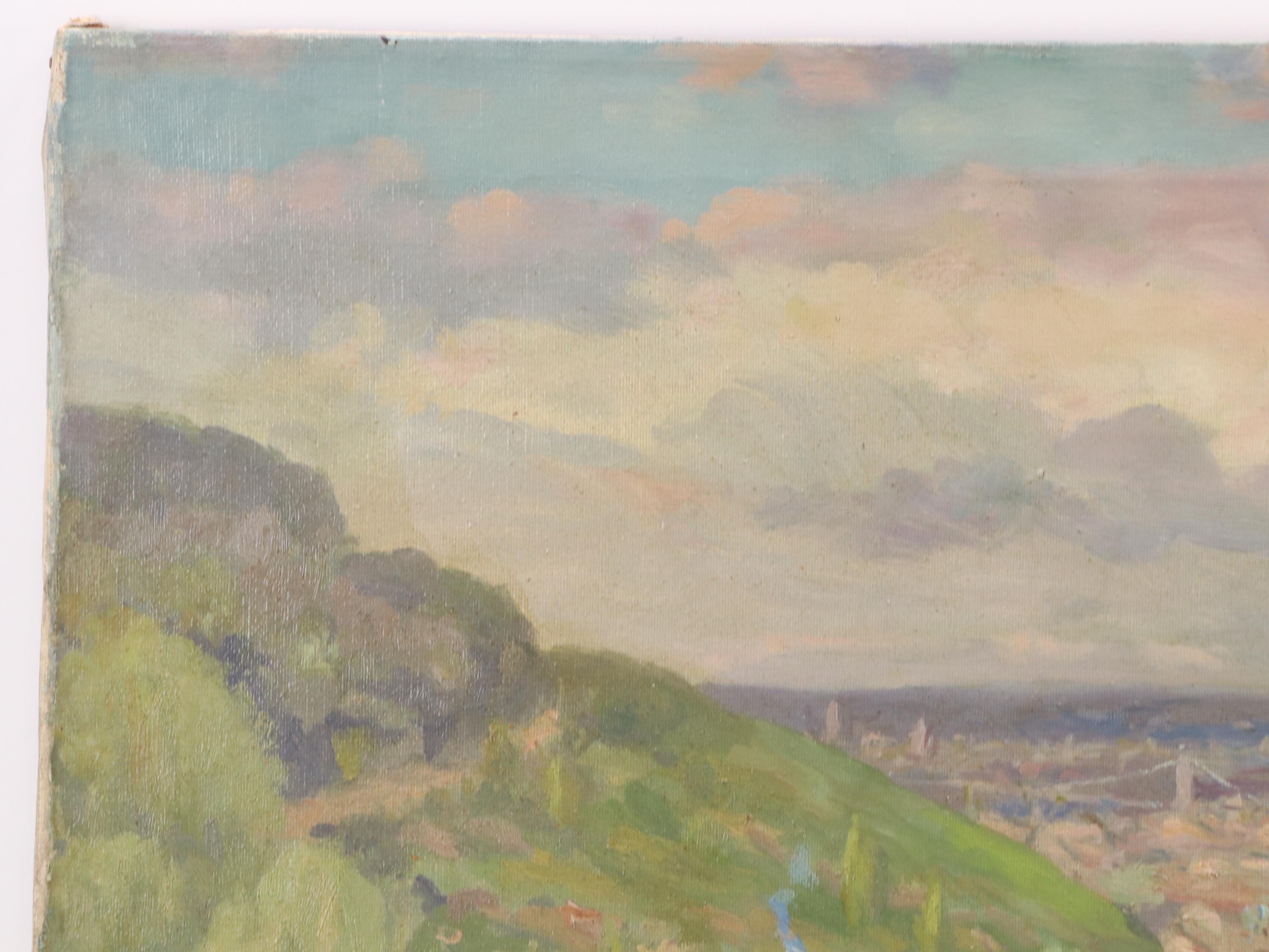 Charles Alfred Meurer Landscape Oil Painting of Cincinnati, 1938