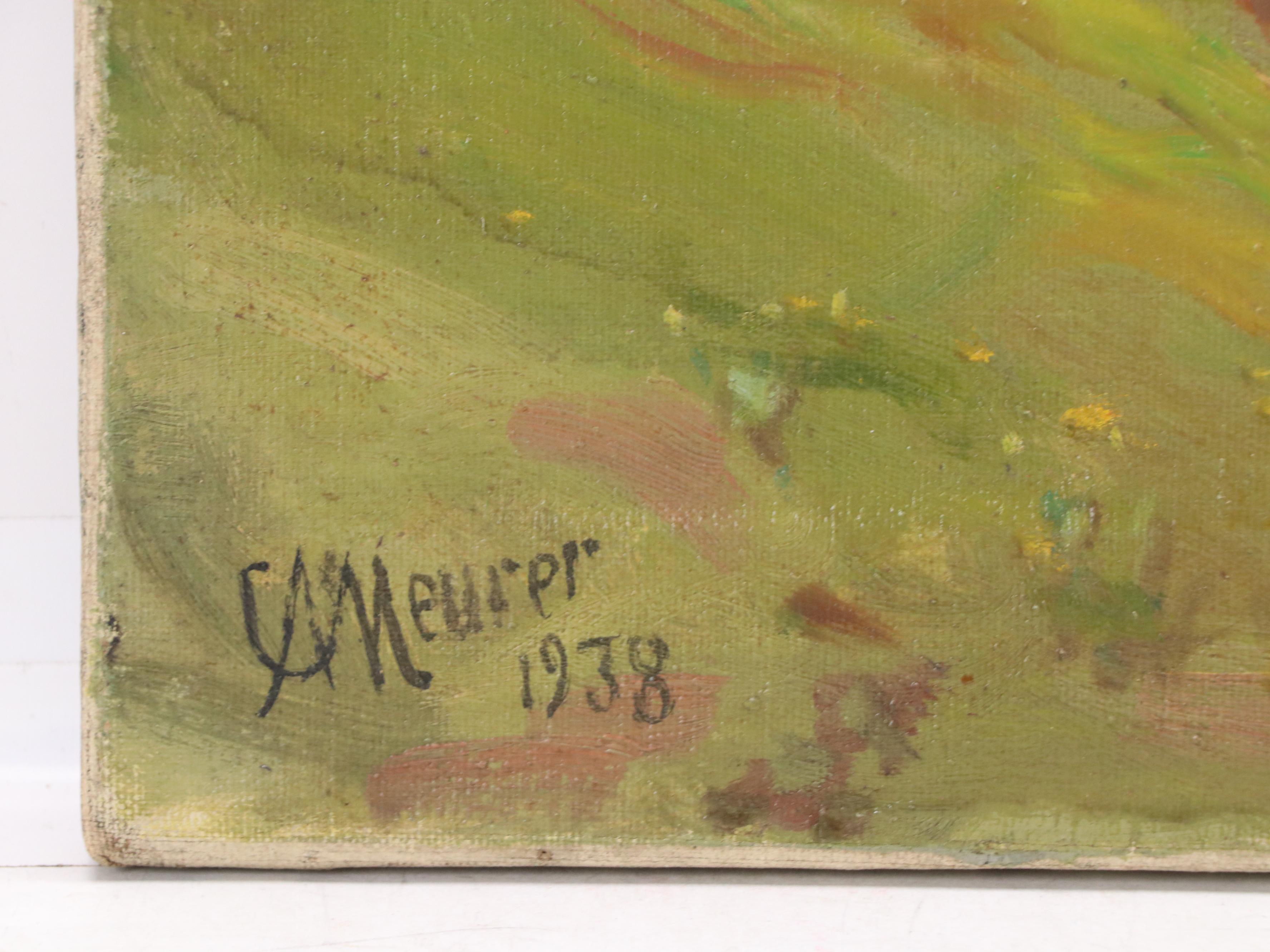 Charles Alfred Meurer Landscape Oil Painting of Cincinnati, 1938