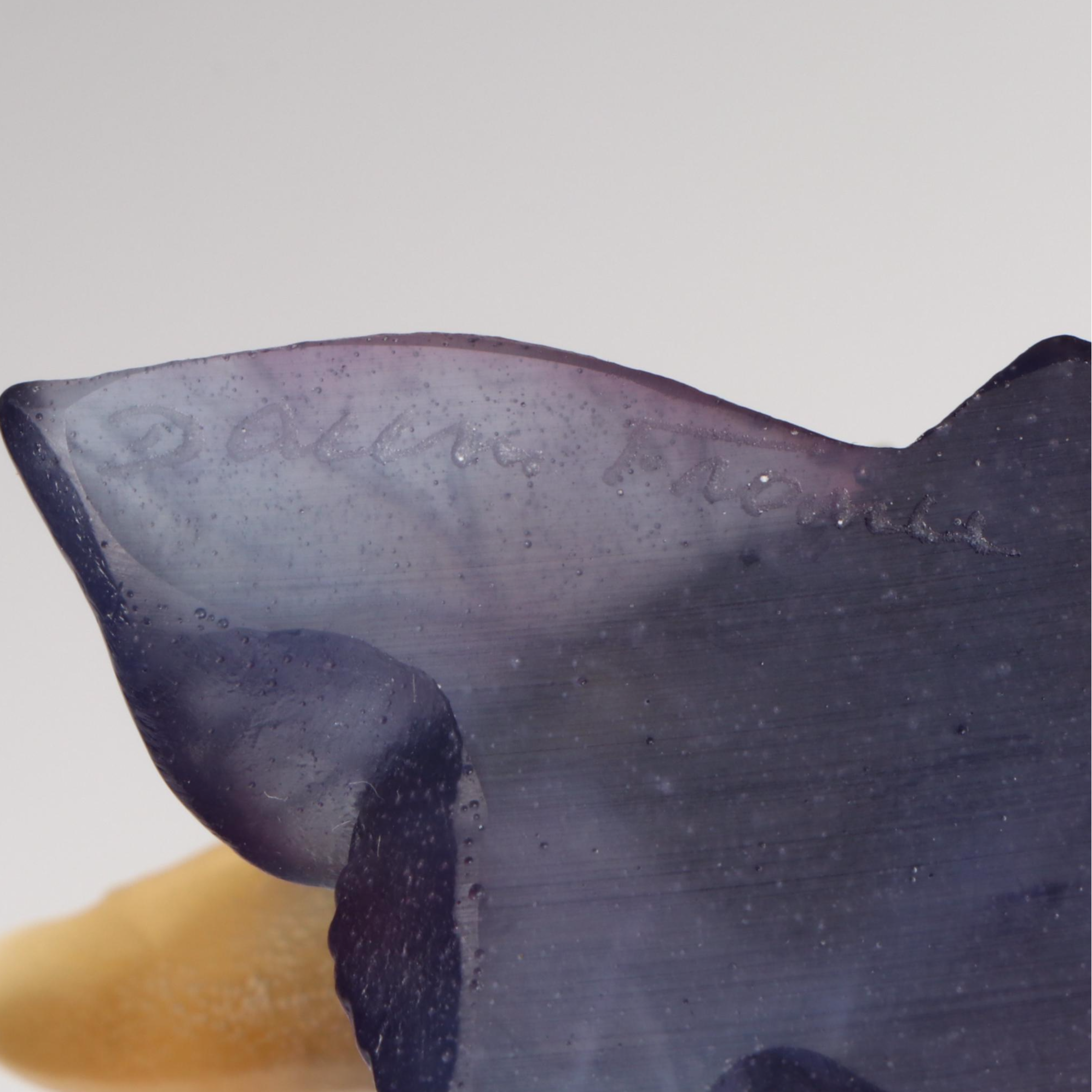 Daum Purple and Yellow Pâte de Verre Butterfly Figurine, 20th Century