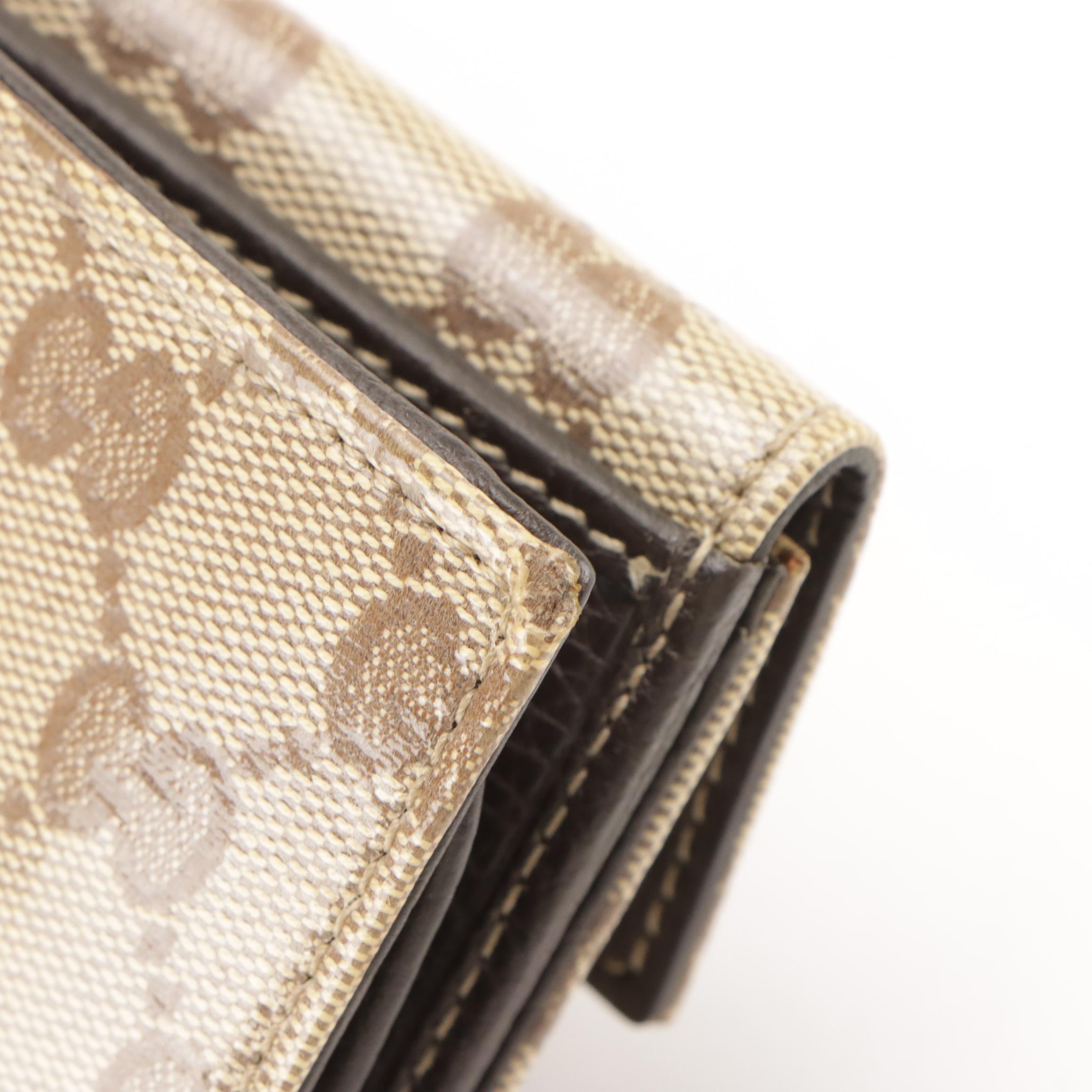 Gucci Eclipse Continental Wallet in GG Crystal Canvas and Brown Grained Leather