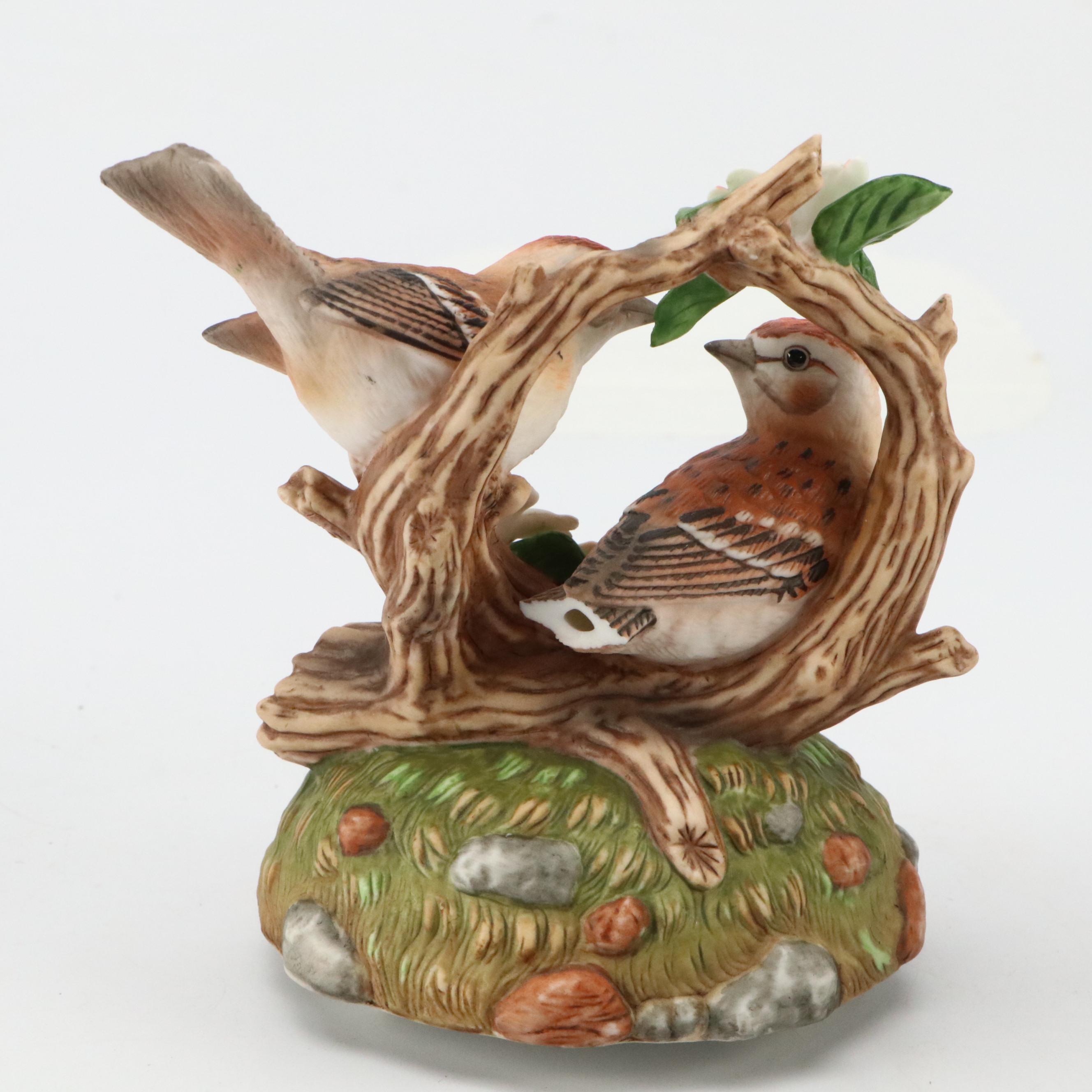Edwin M. Knowles "The Robin" Collector Plate with Bird Figurines and Music Boxes