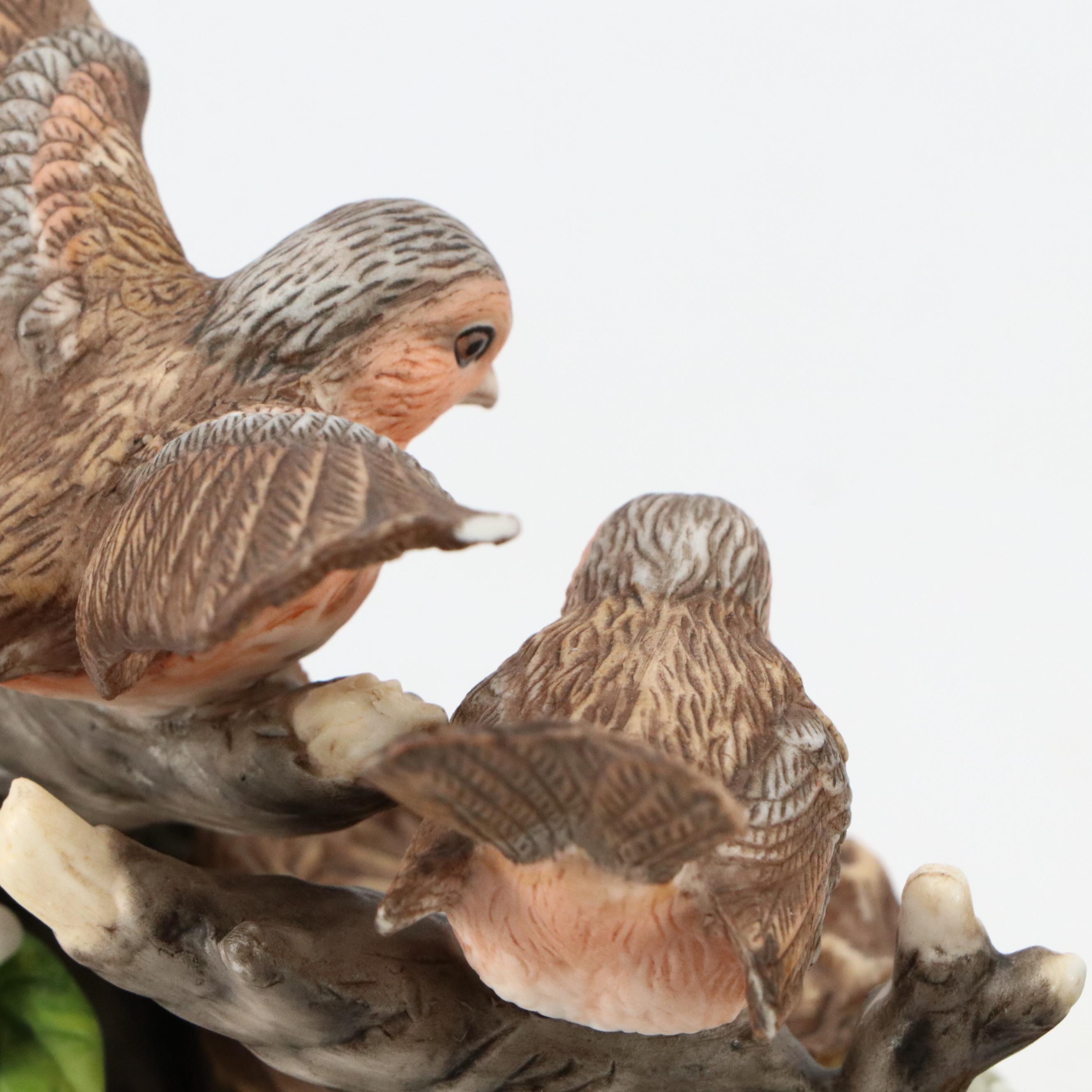 Edwin M. Knowles "The Robin" Collector Plate with Bird Figurines and Music Boxes