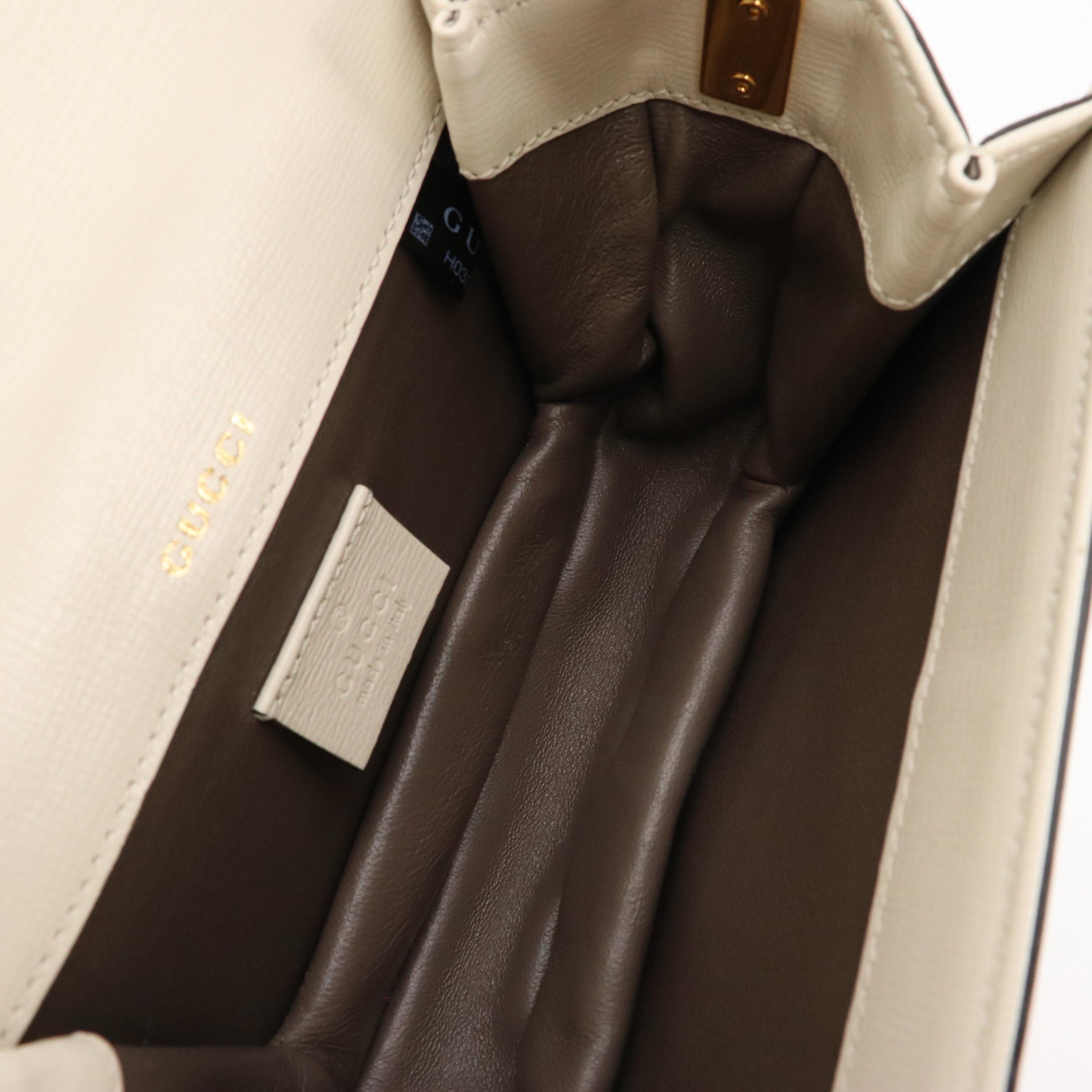 Gucci Mini Sylvie 1969 Crossbody Bag in White Grained Calfskin Leather