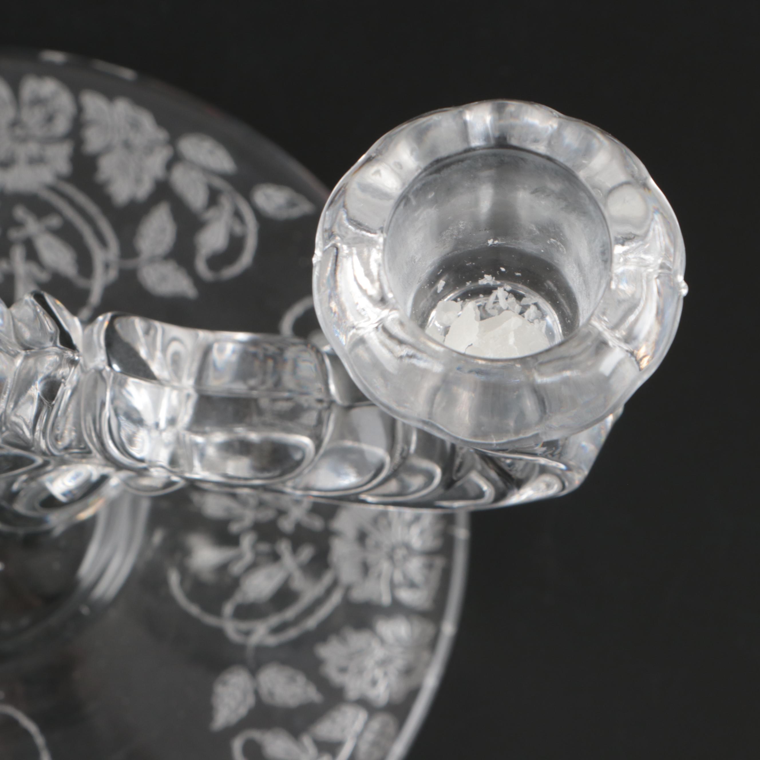 American Art Deco Style Glass Needle Etched and Other Table Accessories