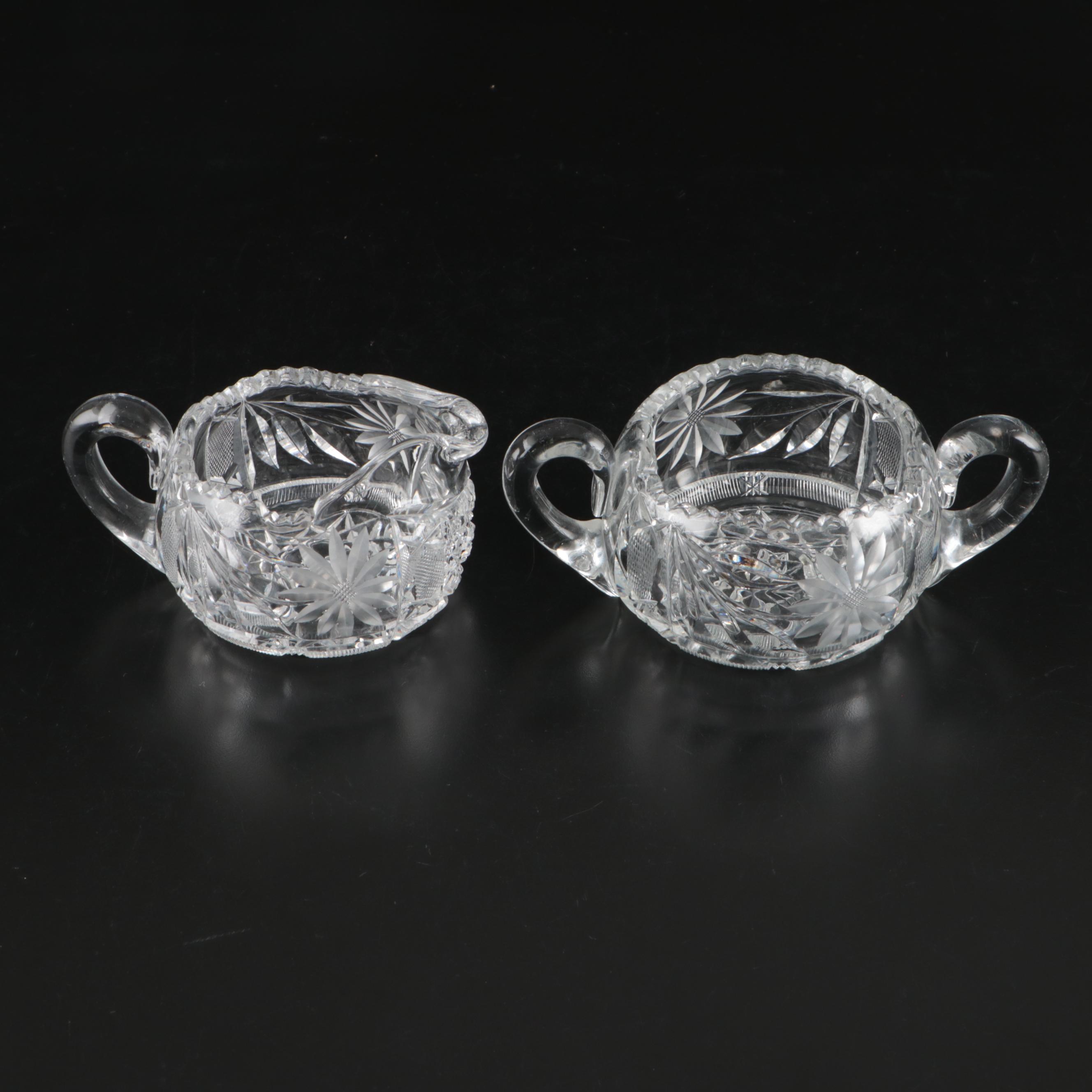 American Art Deco Style Glass Needle Etched and Other Table Accessories