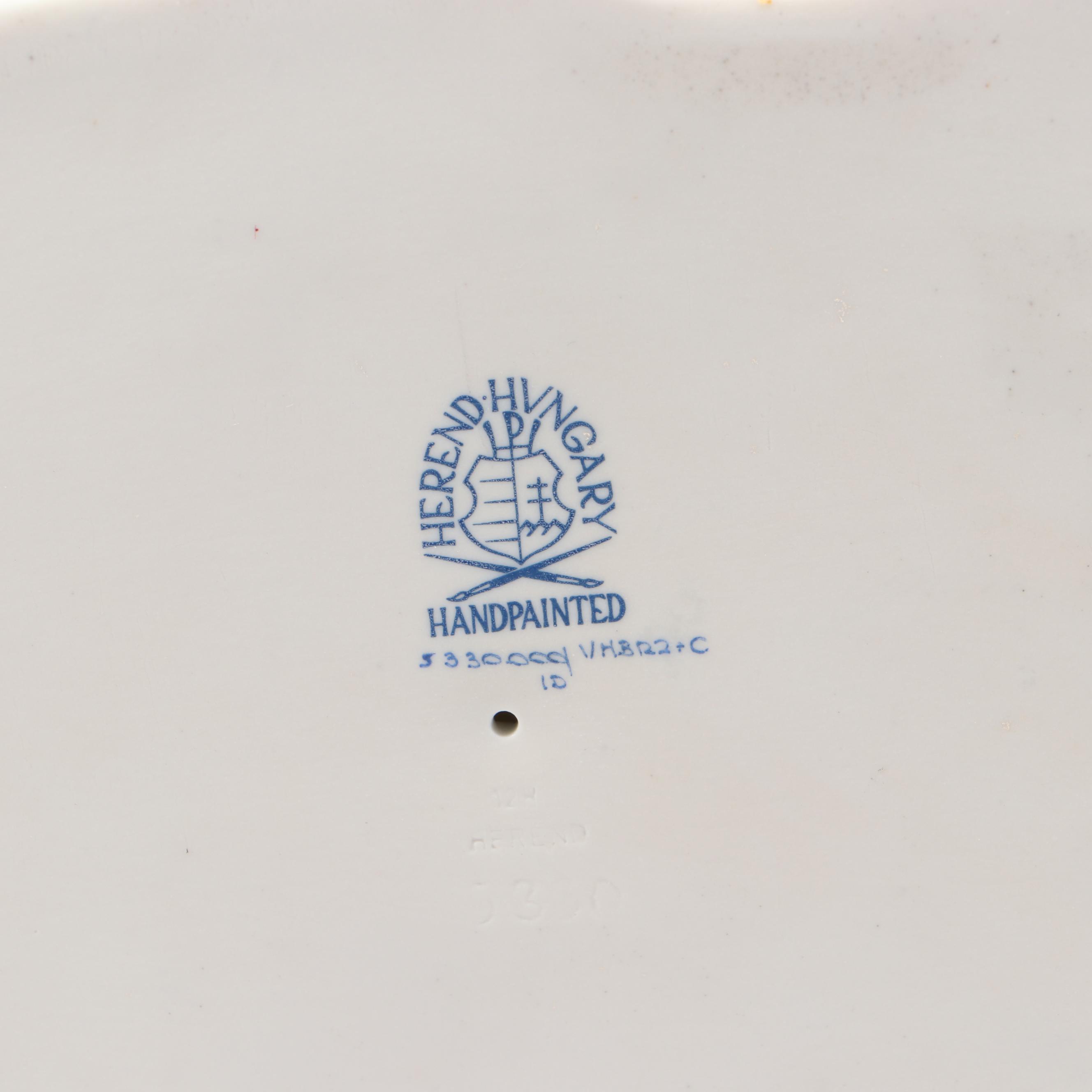 Herend Chocolate Fishnet with Gold "Rabbit in Grass" Porcelain Figurine