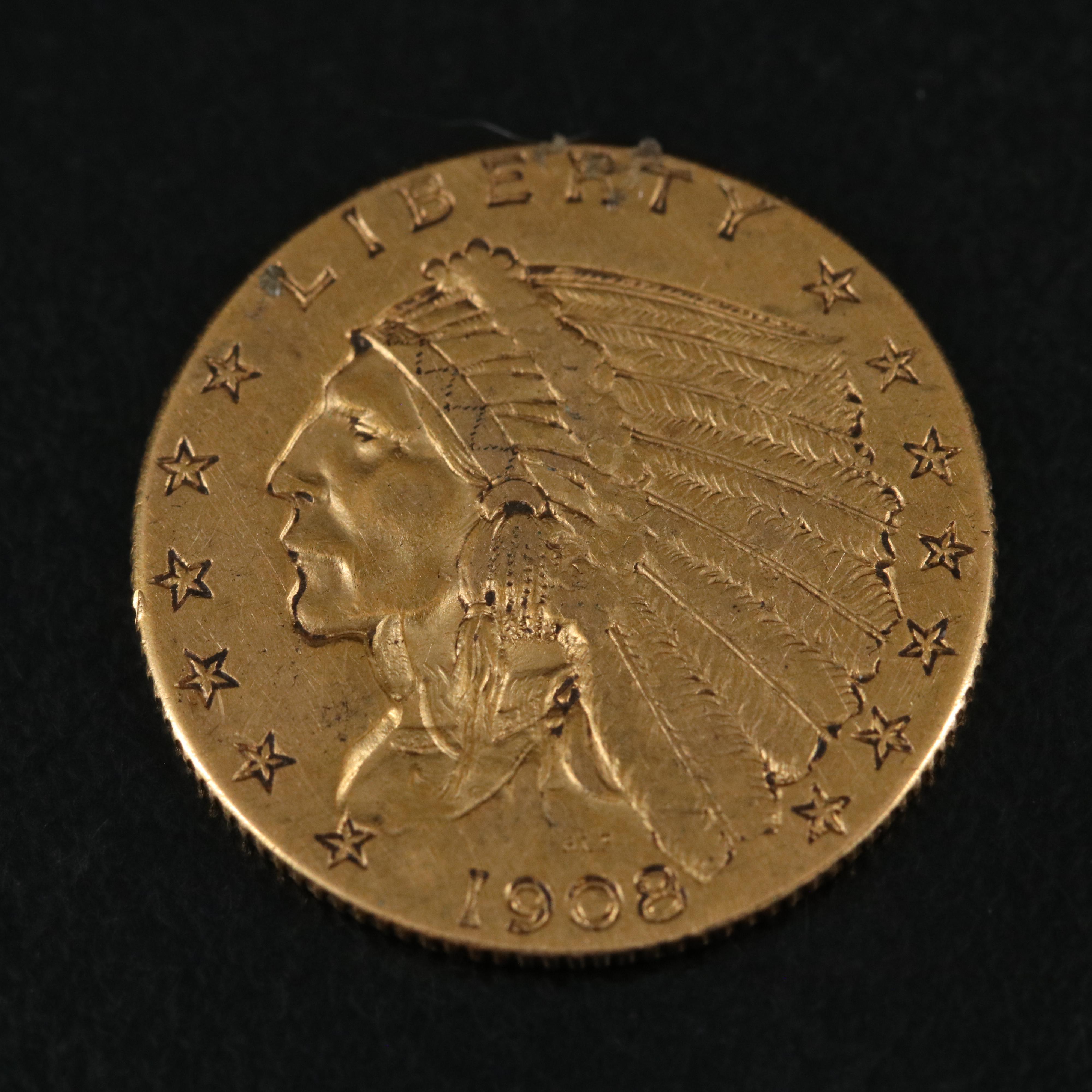 1908 Indian $2 1/2 Gold Coin