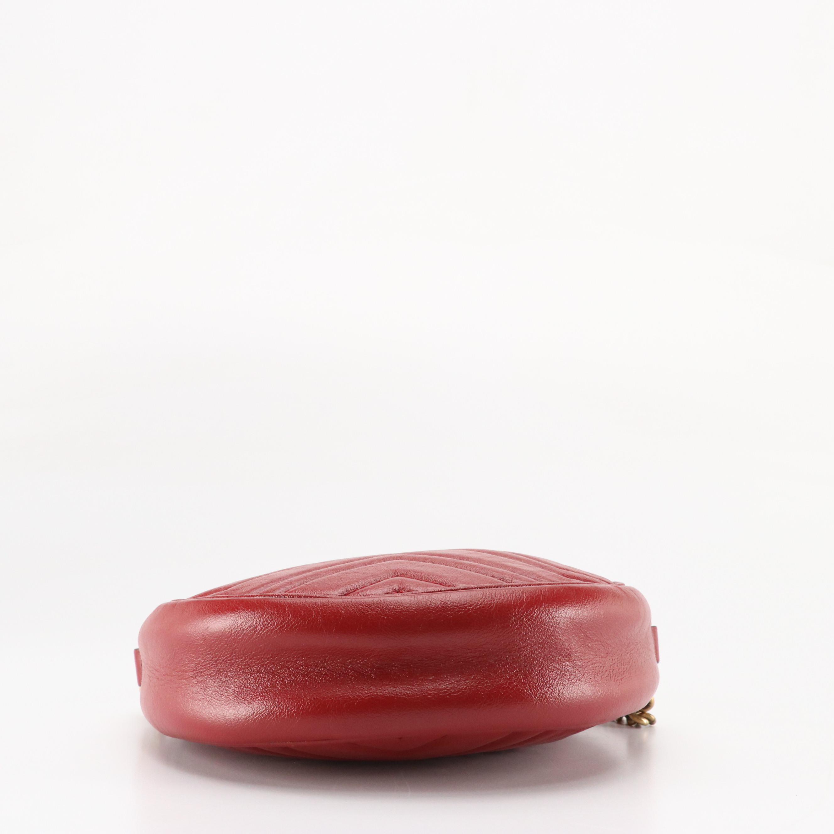 Gucci GG Marmont Mini Round Shoulder Bag in Matelassé Calfskin Leather