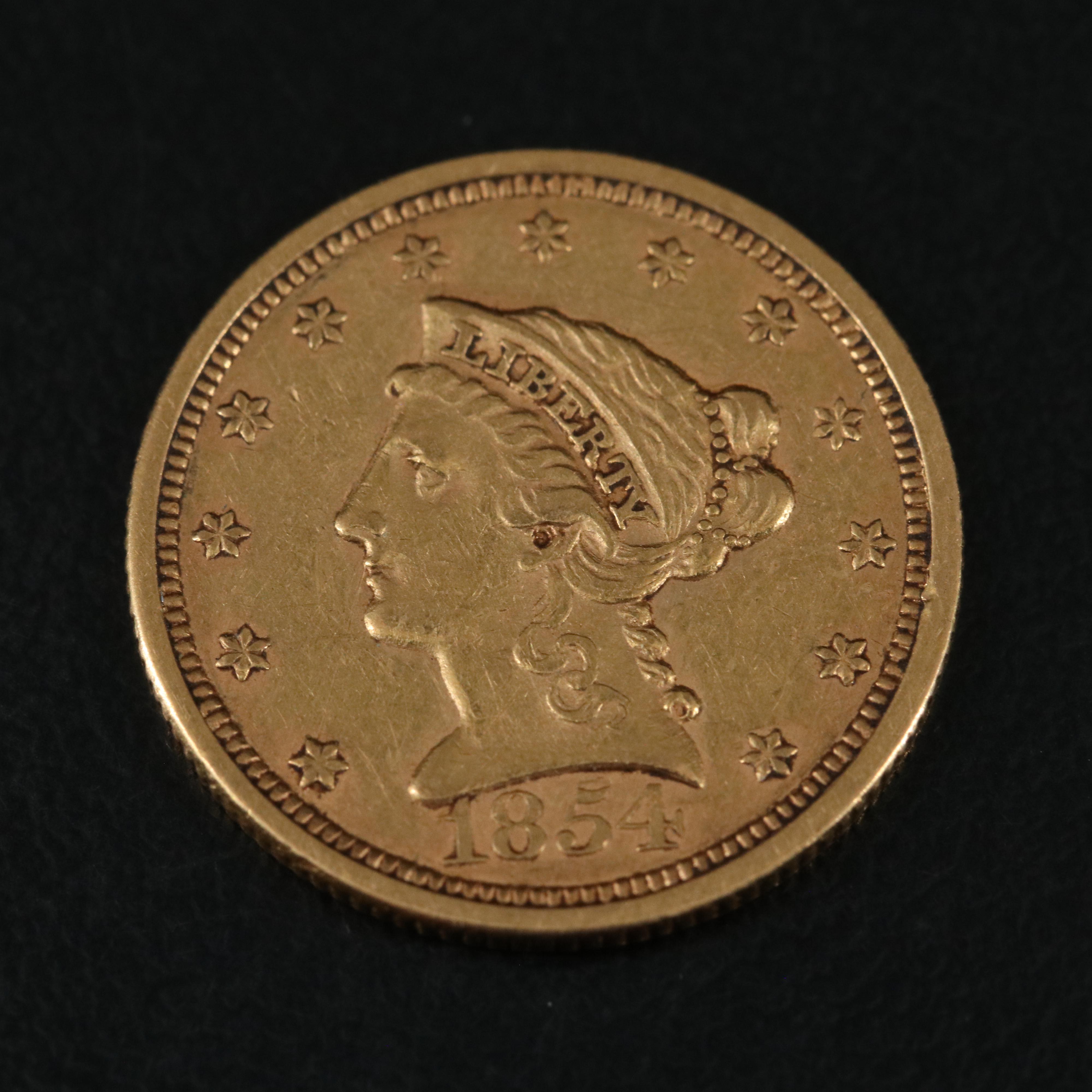 1854 Liberty Head $2 1/2 Quarter Eagle Gold Coin