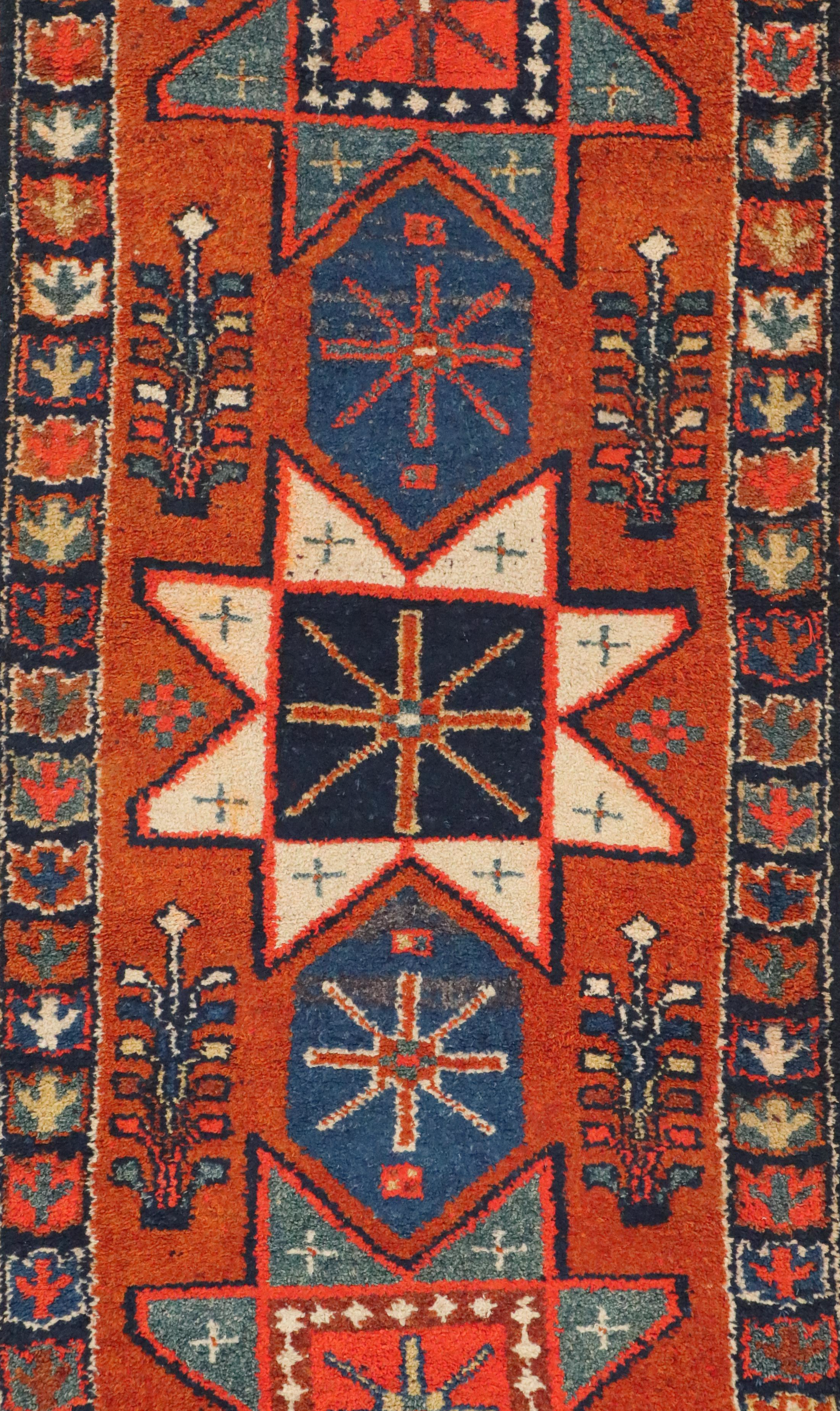 3'8 x 10'11 Hand-Knotted Caucasian Dagestan Long Rug