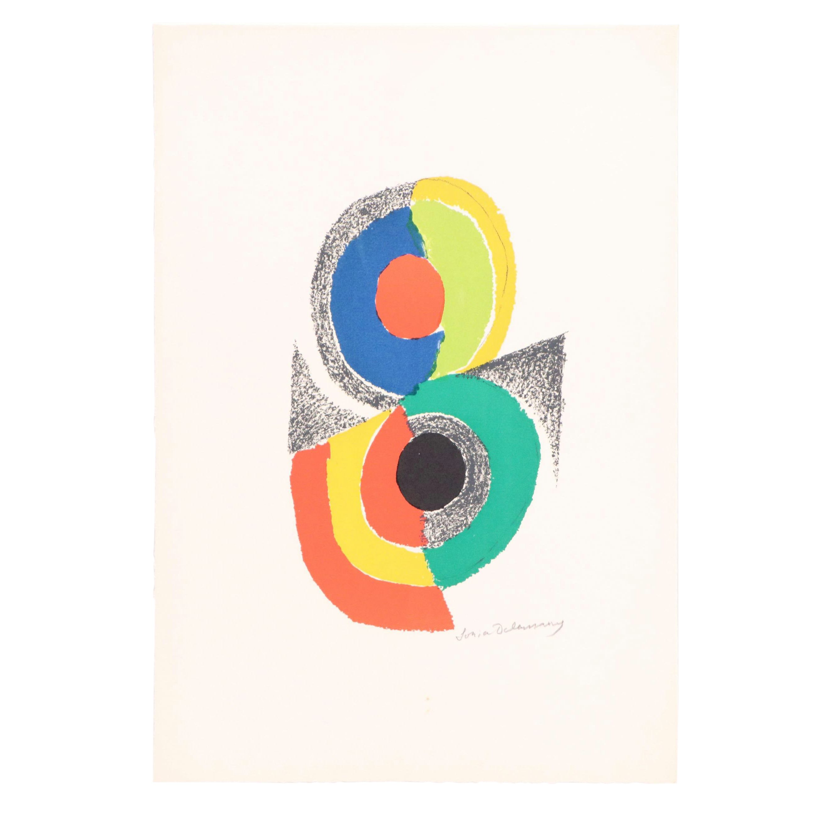 Sonia Delaunay Color Lithograph "Rythmes et Couleurs VI," 1971