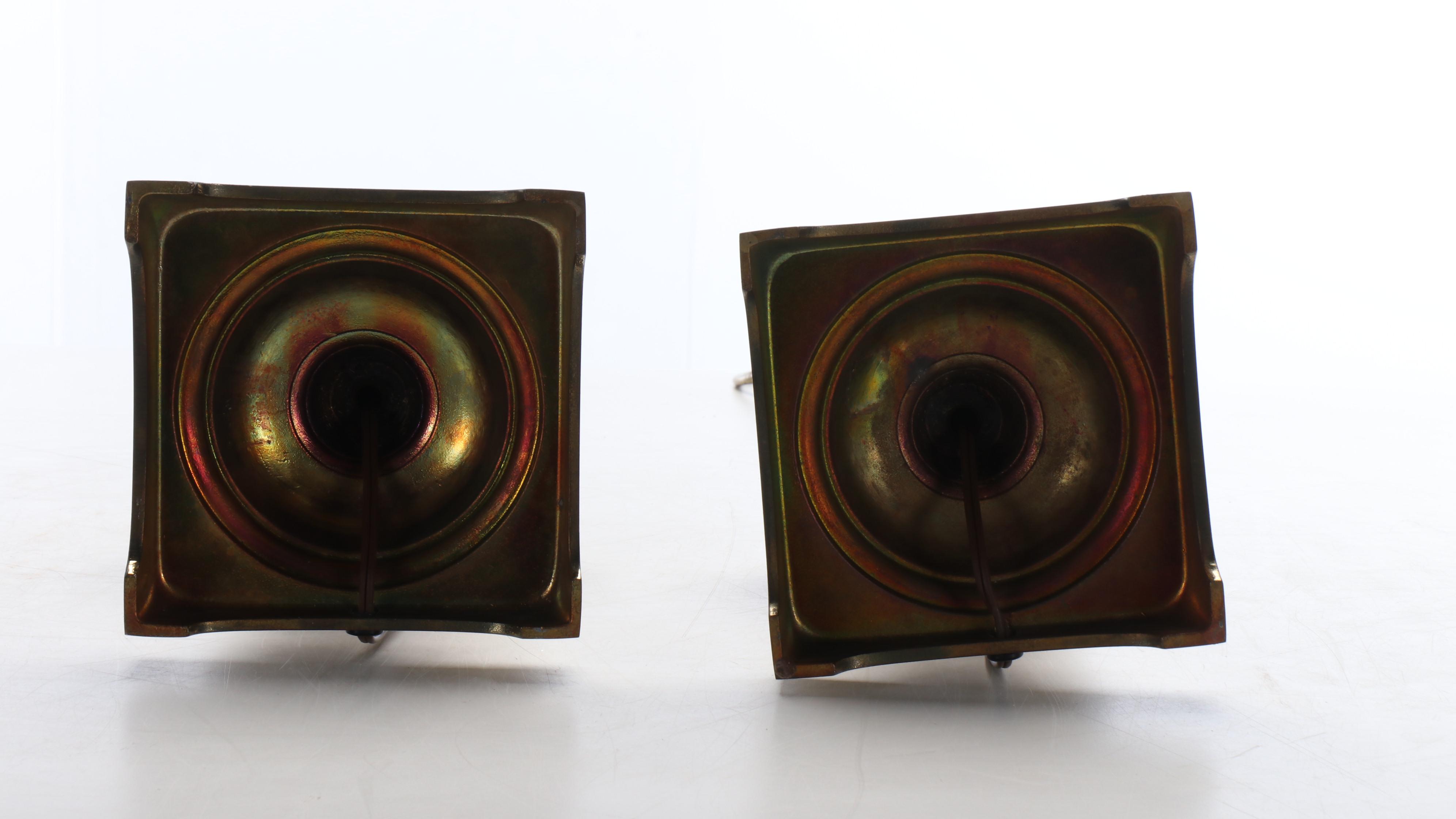 Pair of Stiffel Brass Tall Urn Table Lamps with Silk Panel Drum Shades