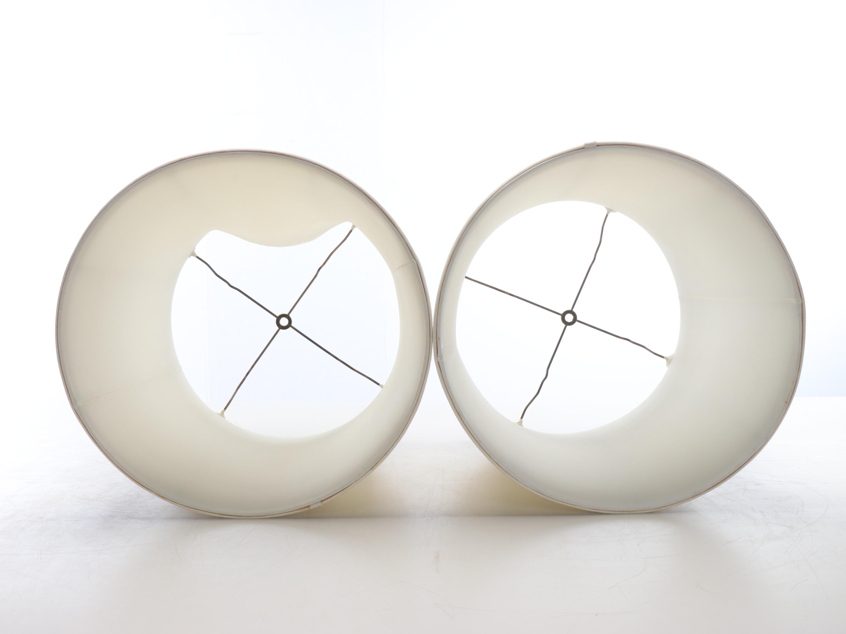 Pair of Stiffel Brass Tall Urn Table Lamps with Silk Panel Drum Shades