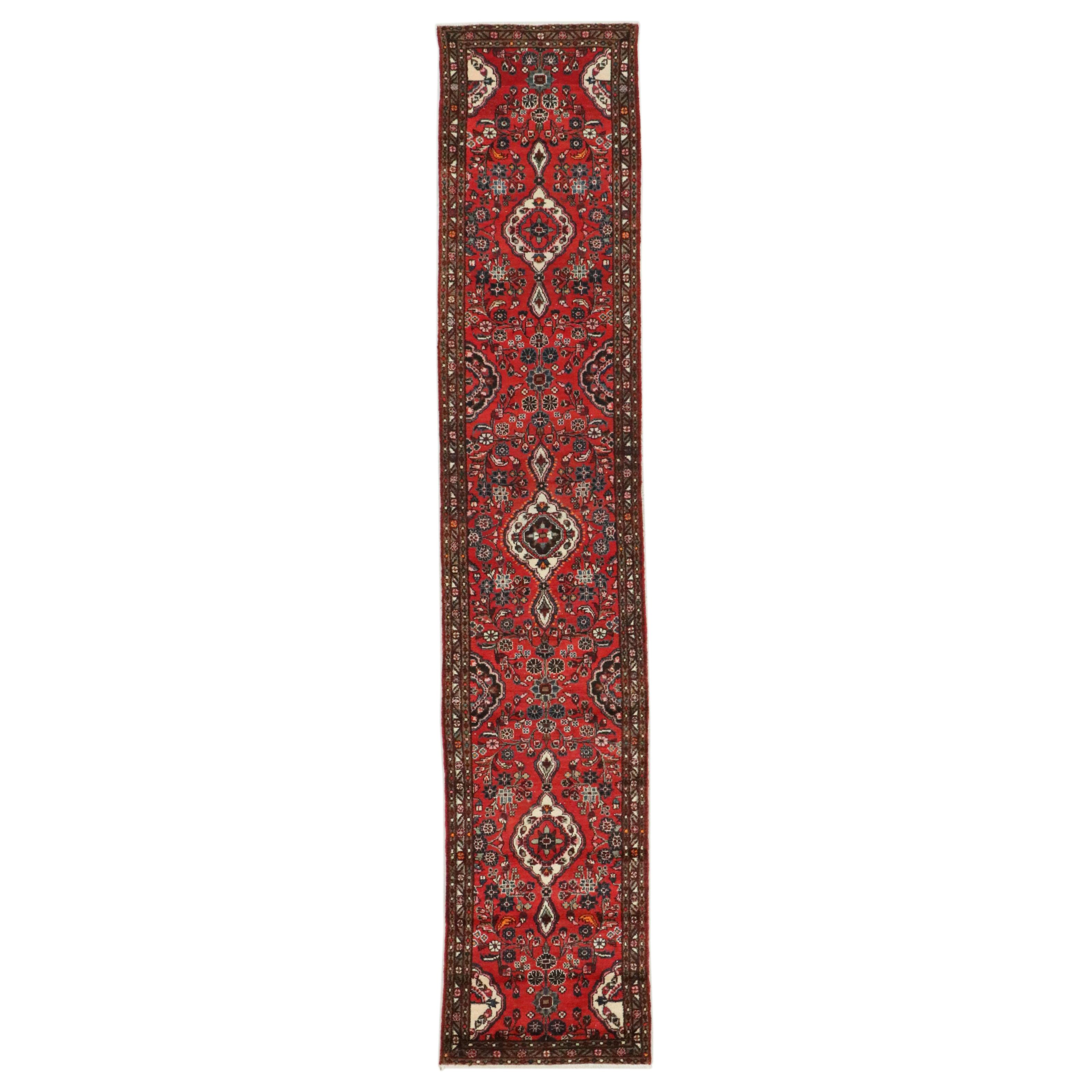 2'8 x 13'4 Hand-Knotted Persian Hamadan Carpet Runner, circa 1950