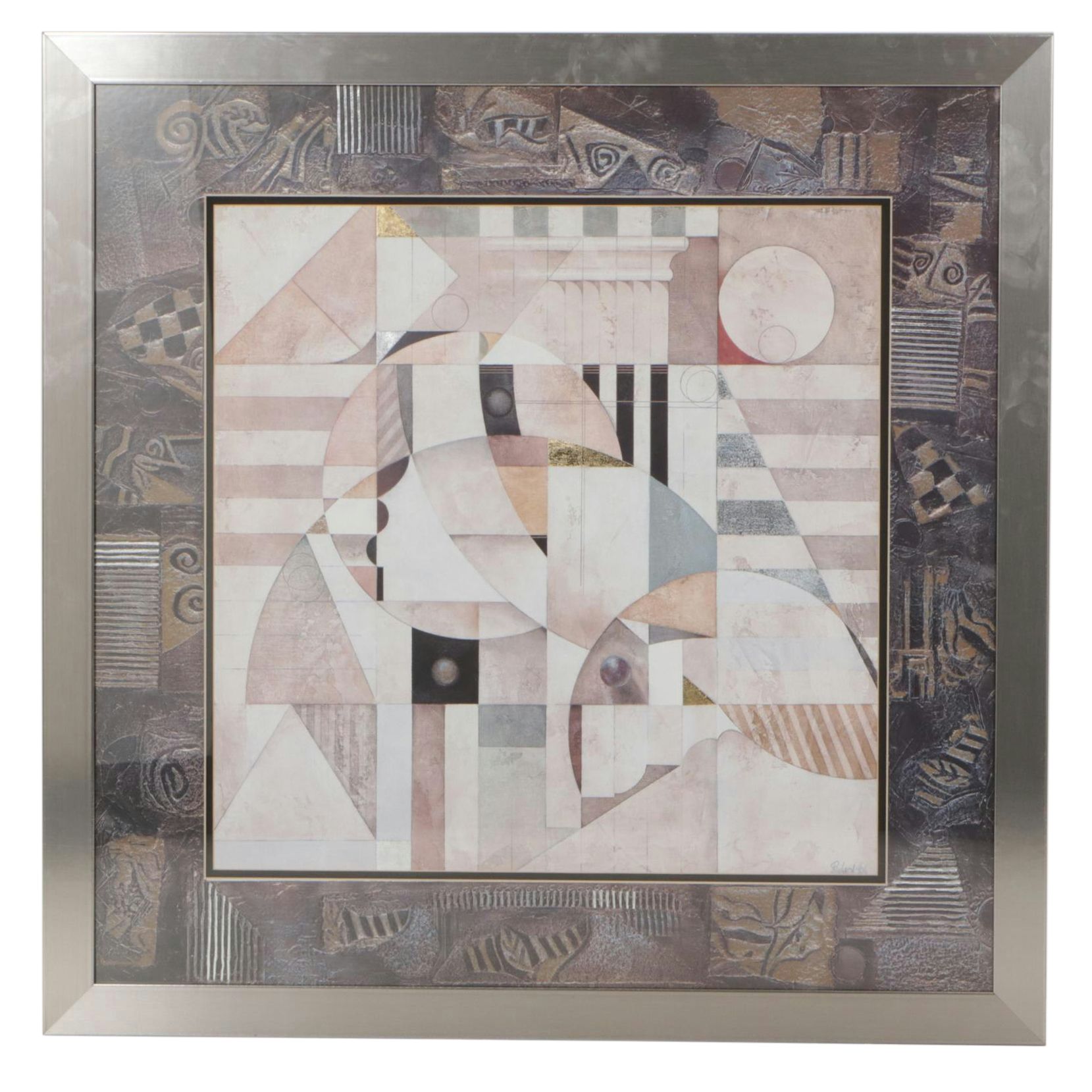 Richard Hall Pastel Toned Abstract Geometric Lithograph, 20th Century