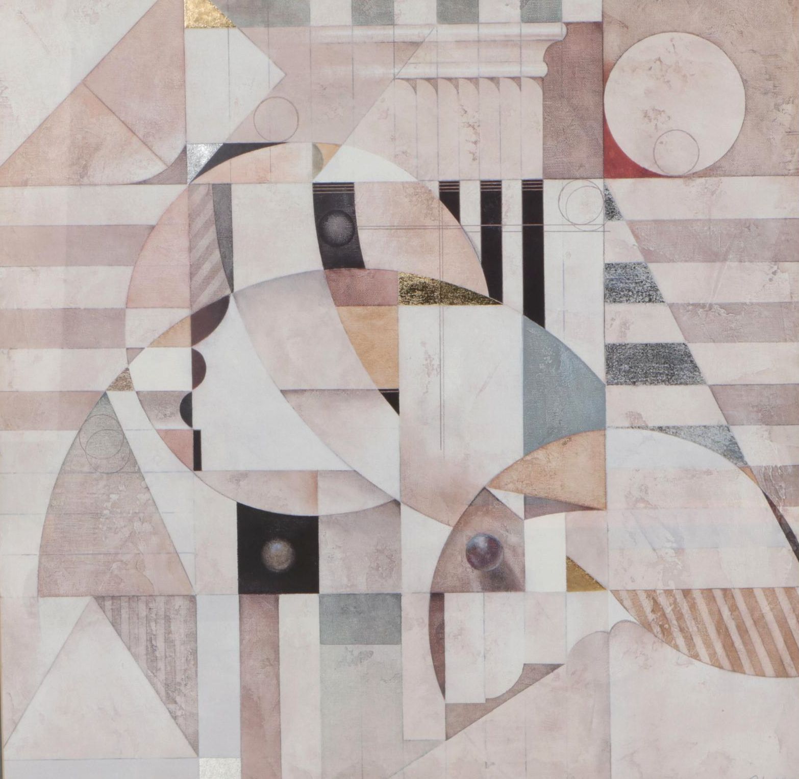 Richard Hall Pastel Toned Abstract Geometric Lithograph, 20th Century