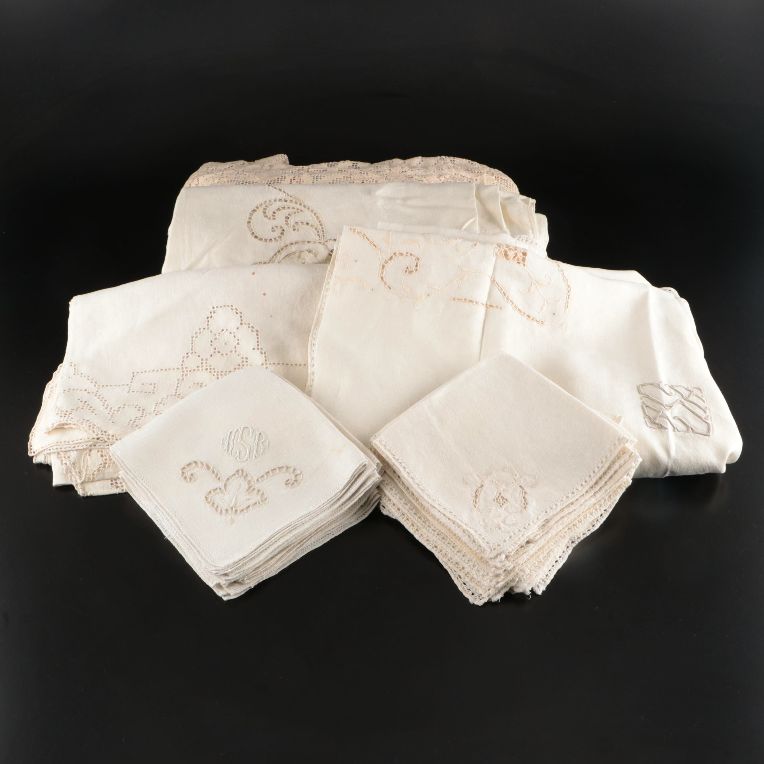 Monogrammed Tablecloth with Napkins and Other Table Linens