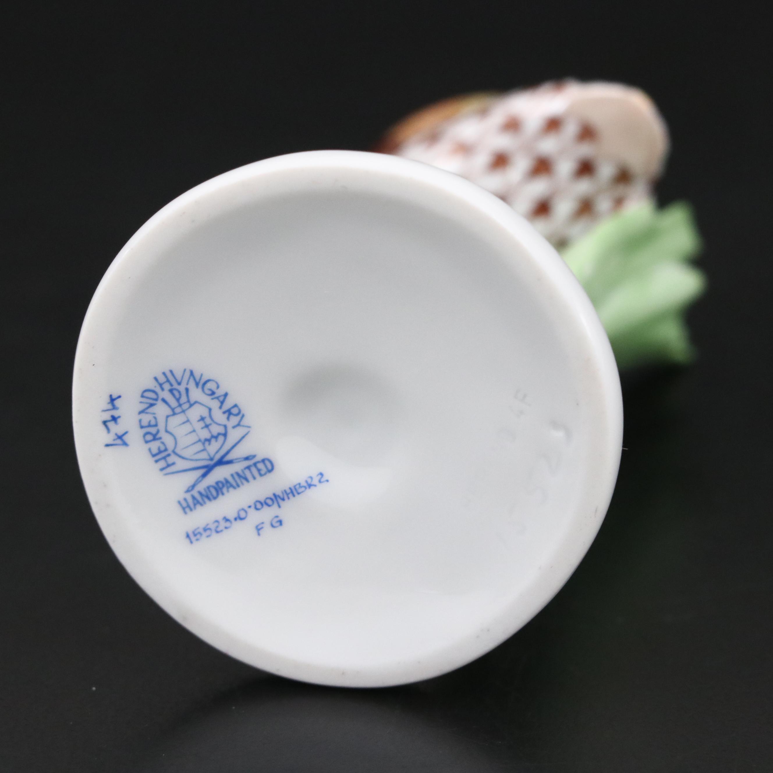 Herend Chocolate Fishnet with Gold "Little Flamingo" Porcelain Figurine