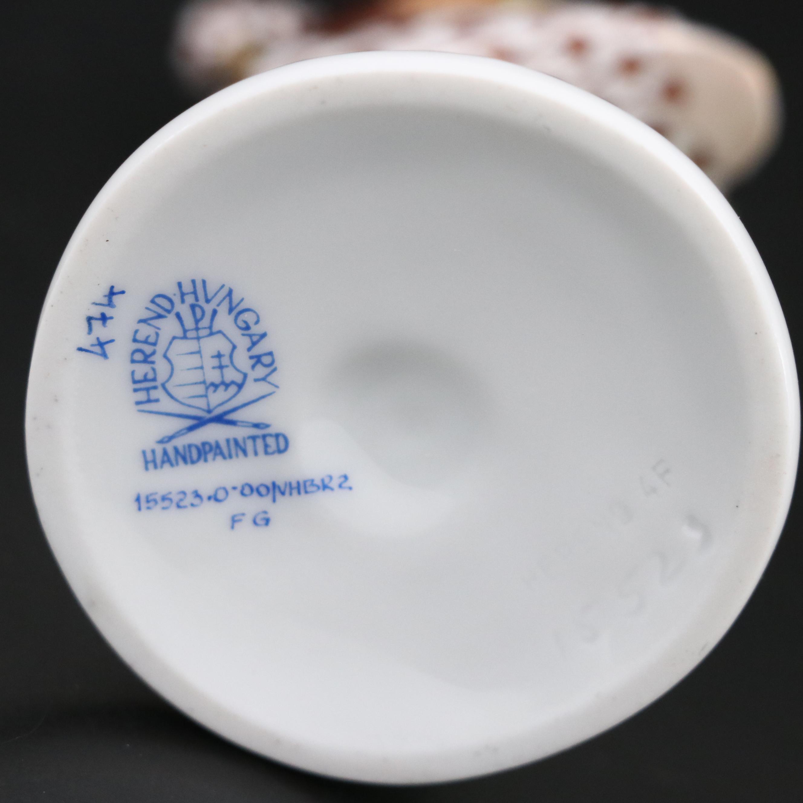 Herend Chocolate Fishnet with Gold "Little Flamingo" Porcelain Figurine